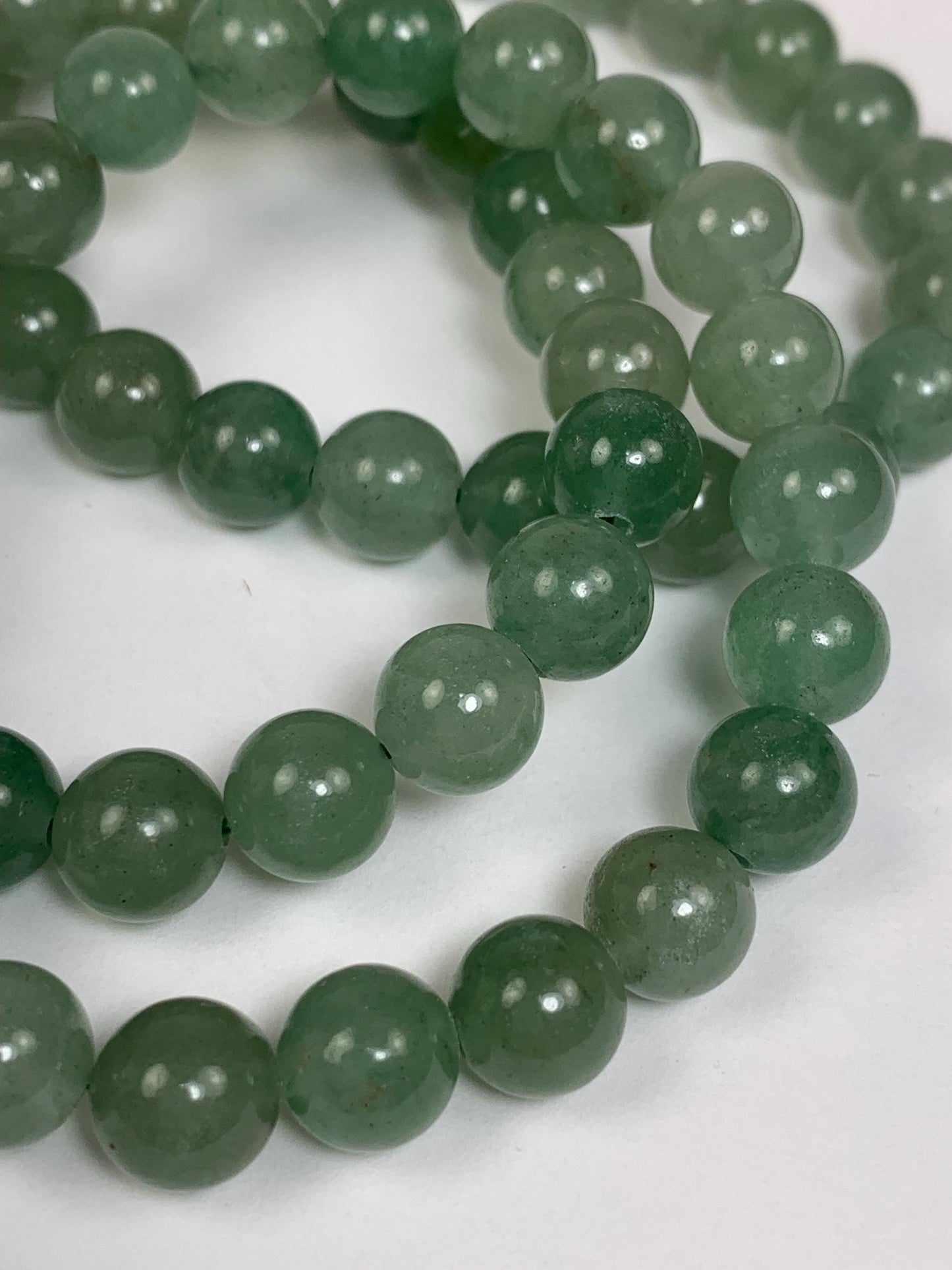 Natural Green Aventurine Bracelet: 8mm Smooth Round Gemstone Stretch Bracelet