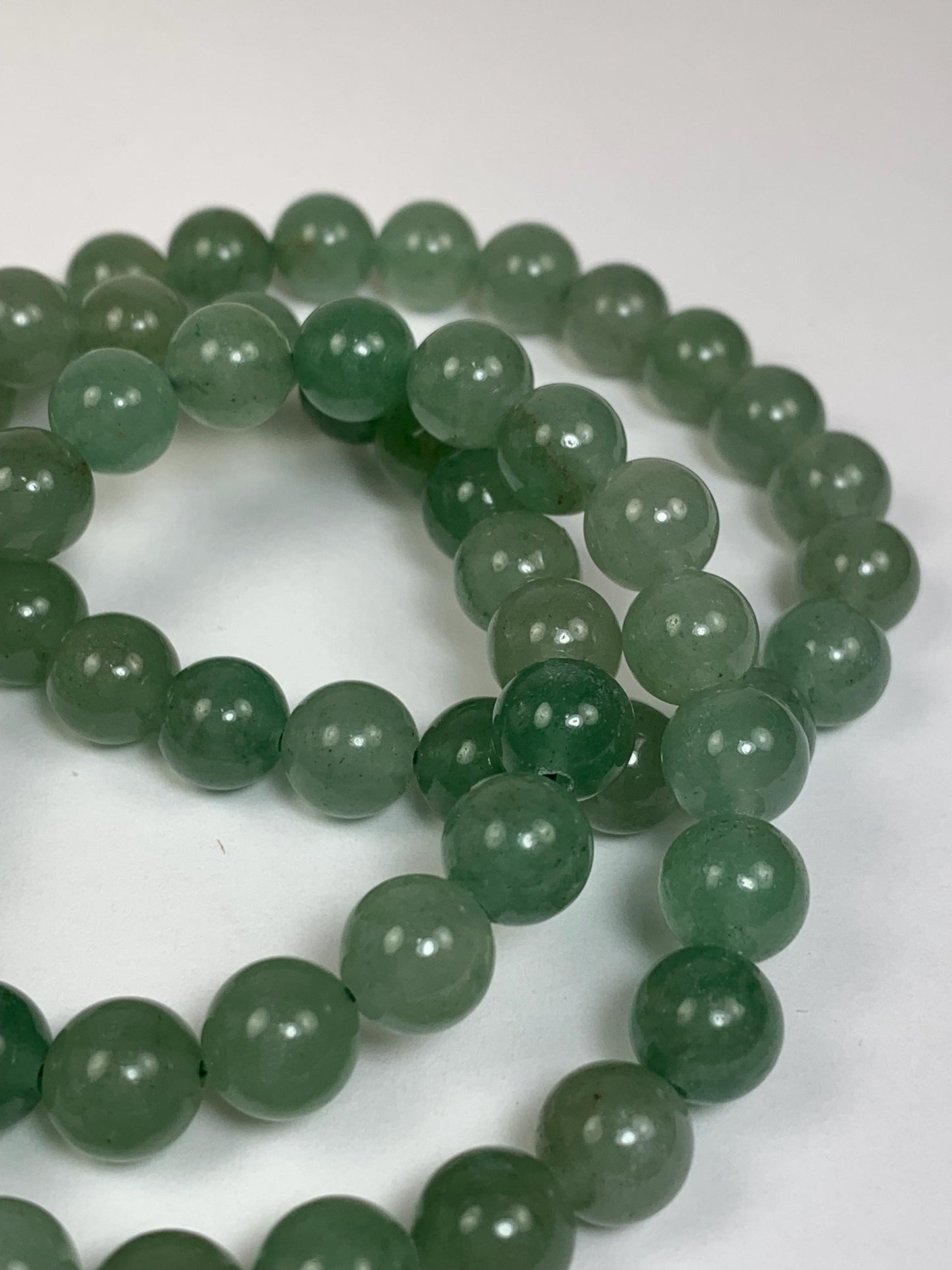 Natural Green Aventurine Bracelet: 8mm Smooth Round Gemstone Stretch Bracelet