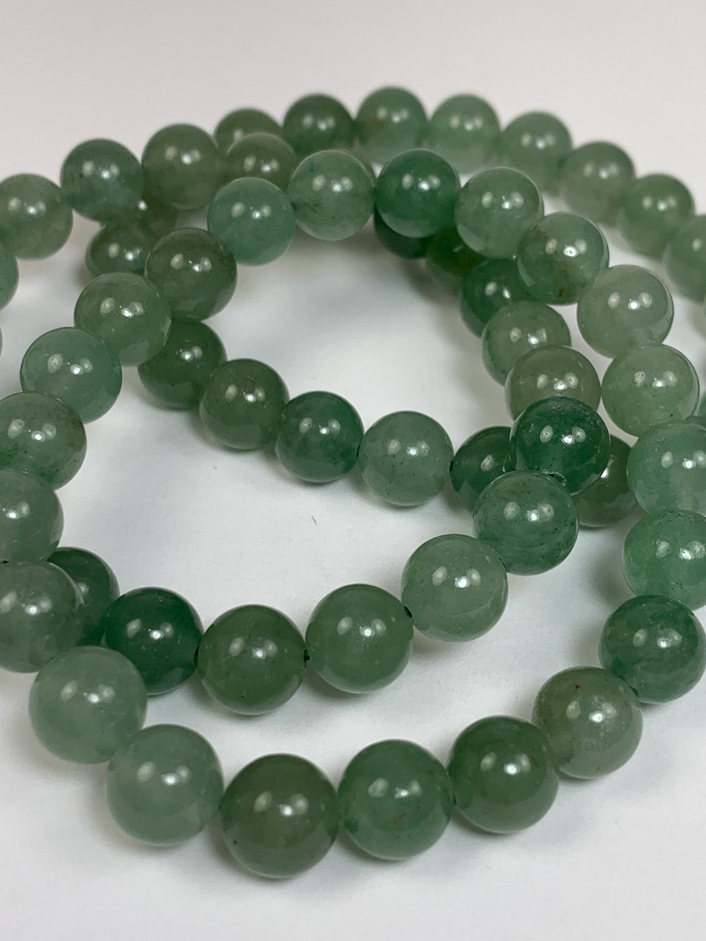 Natural Green Aventurine Bracelet: 8mm Smooth Round Gemstone Stretch Bracelet