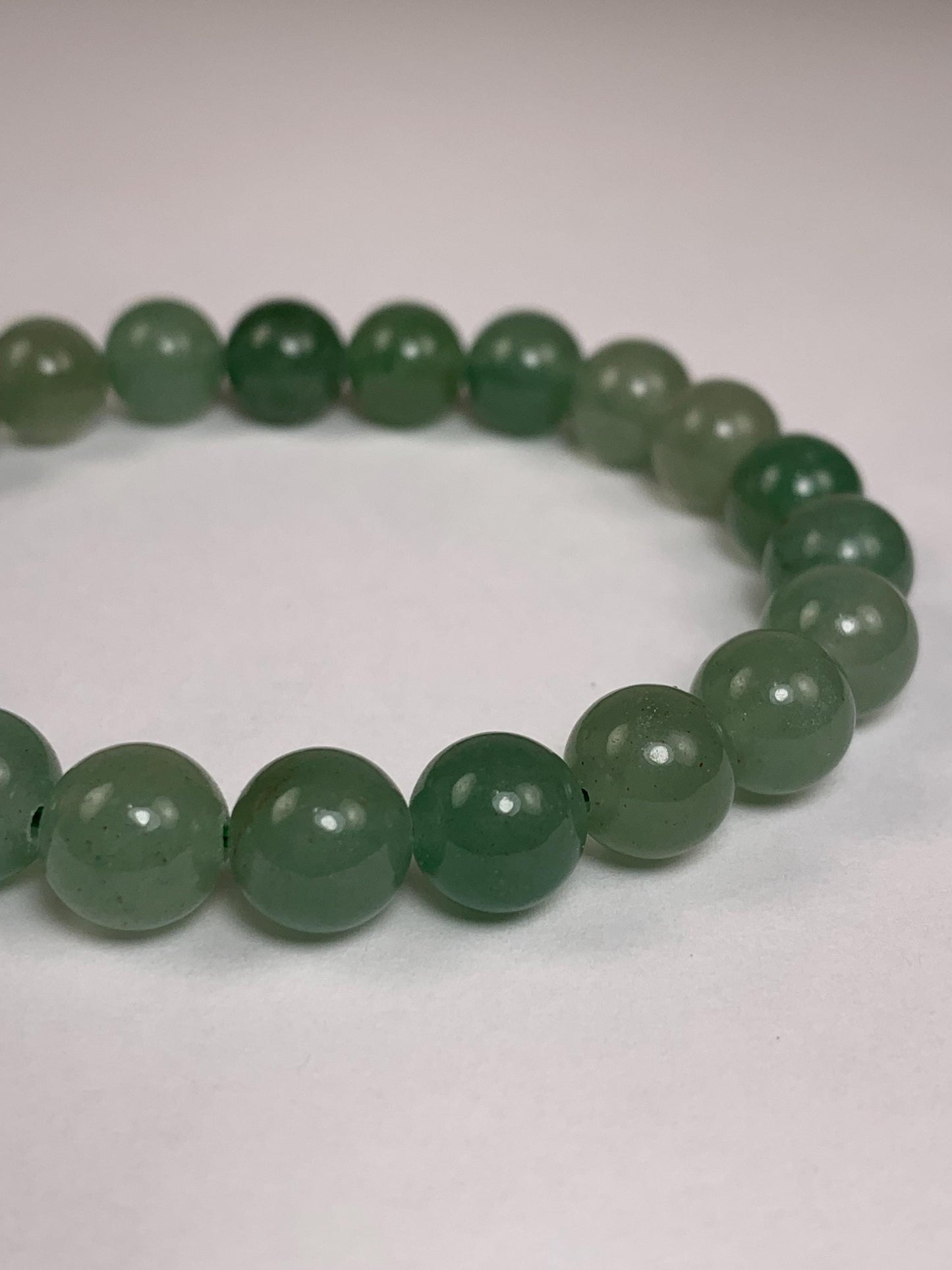 Natural Green Aventurine Bracelet: 8mm Smooth Round Gemstone Stretch Bracelet