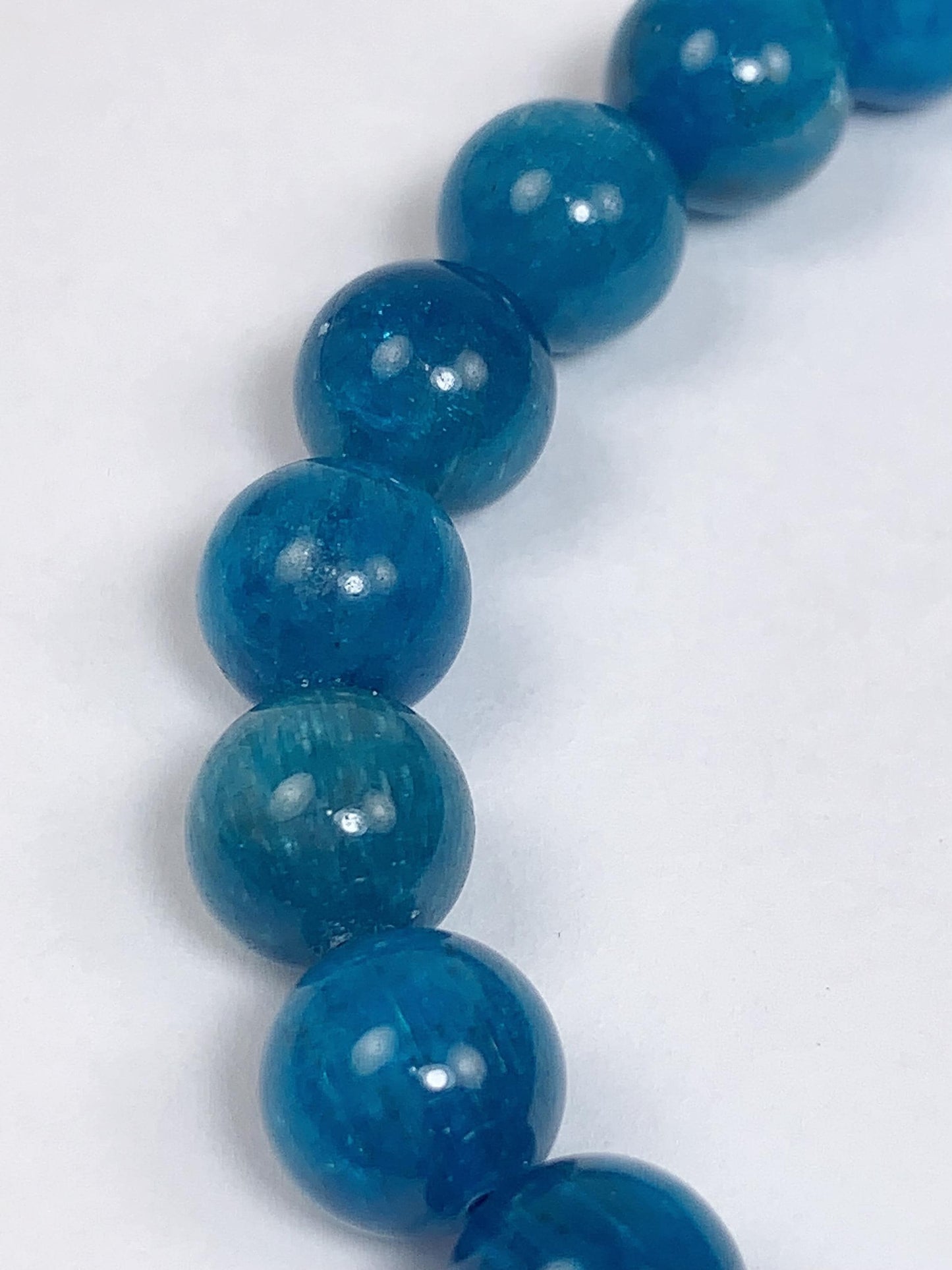 Natural Blue Apatite Bracelet: 8mm Gemstone Beads, PhoebeArt Design
