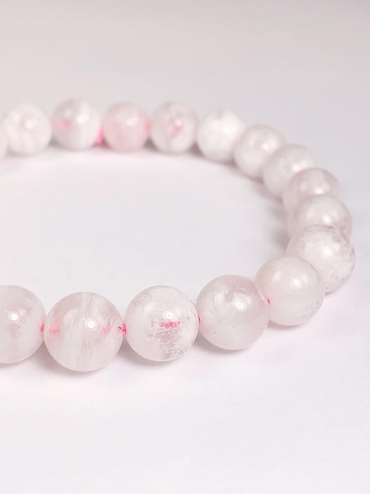Natural Snow White Phantom Quartz Bracelet - 8mm Round Gemstone