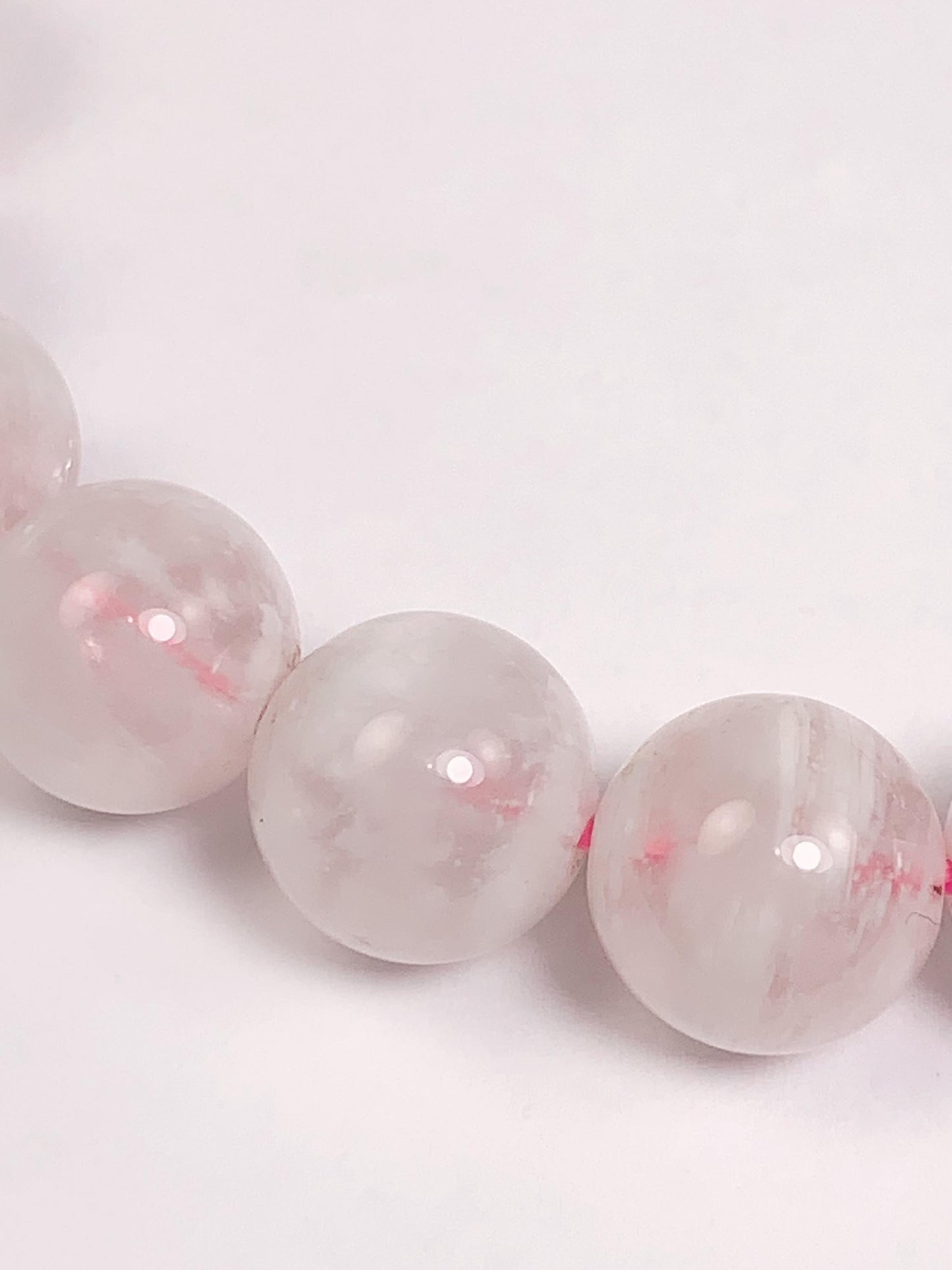 Natural Snow White Phantom Quartz Bracelet - 8mm Round Gemstone