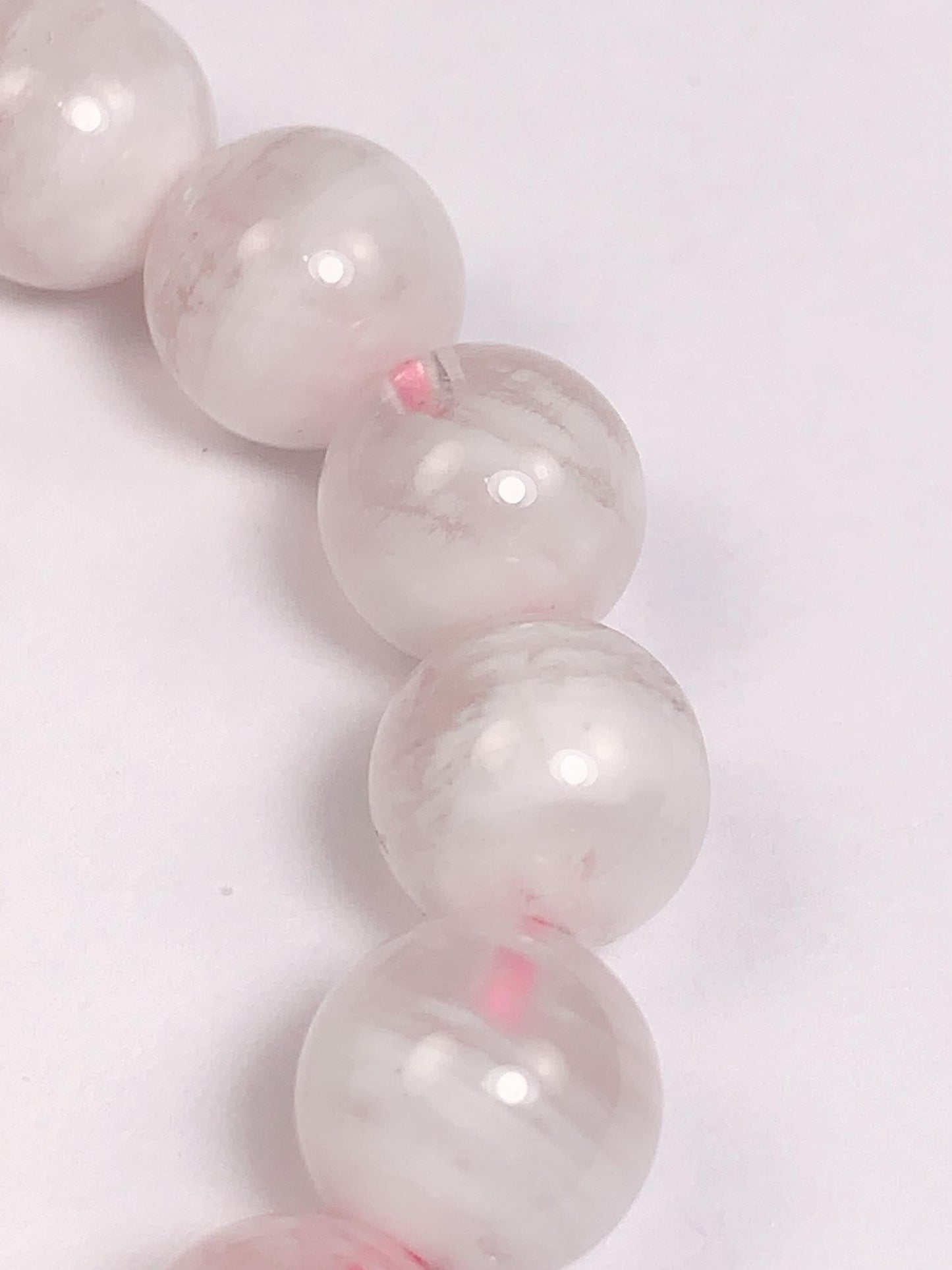 Natural Snow White Phantom Quartz Bracelet - 8mm Round Gemstone