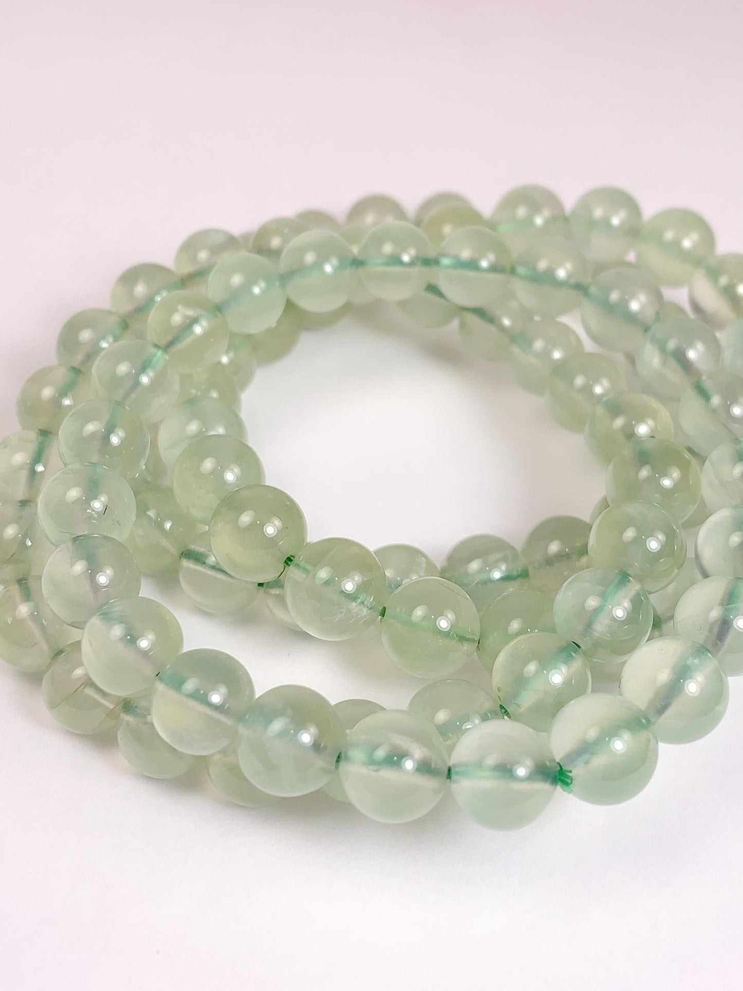 Natural Green Prehnite Bracelet: Smooth Round Gemstone, Handmade in USA