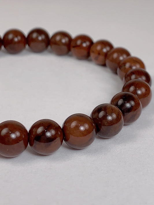 AAA Brown Red Obsidian Bracelet: Natural Gemstone Stretch Jewelry