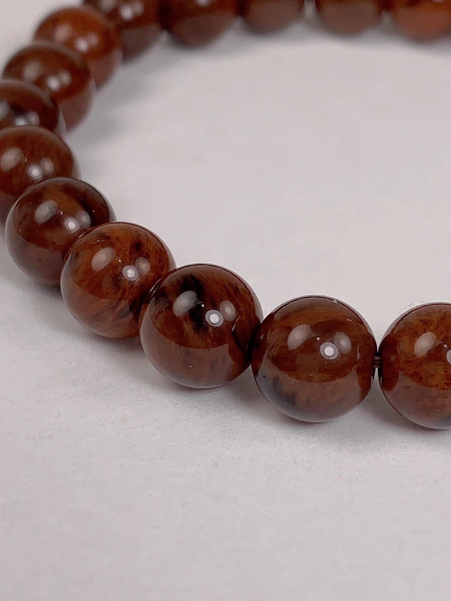 AAA Brown Red Obsidian Bracelet: Natural Gemstone Stretch Jewelry