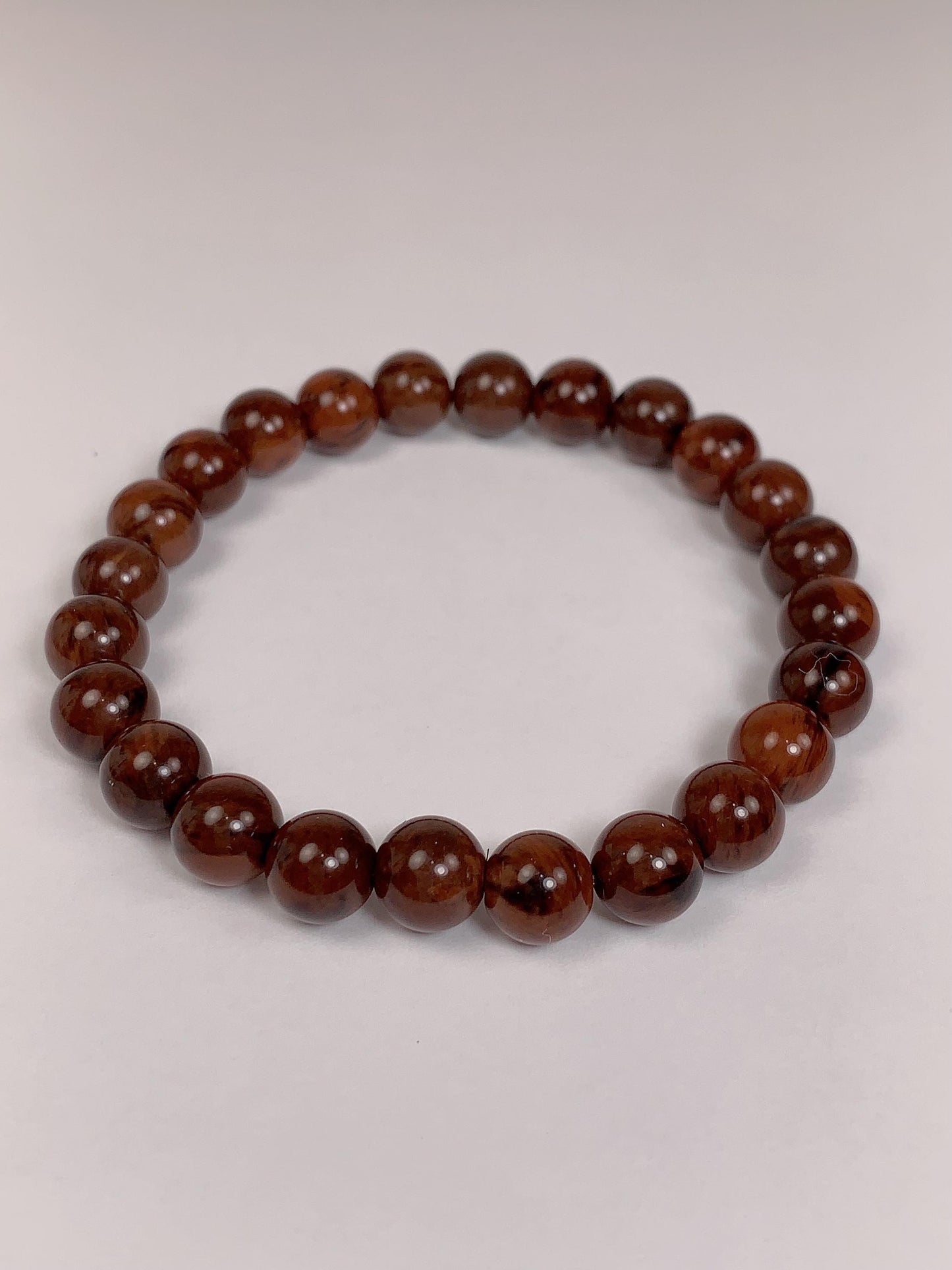 AAA Brown Red Obsidian Bracelet: Natural Gemstone Stretch Jewelry