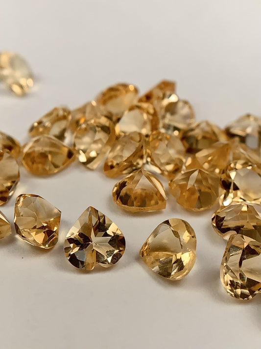 6mm Grade AAA Genuine Natural light Yellow Citrine Loose Gems Gemstone faceted heart cut