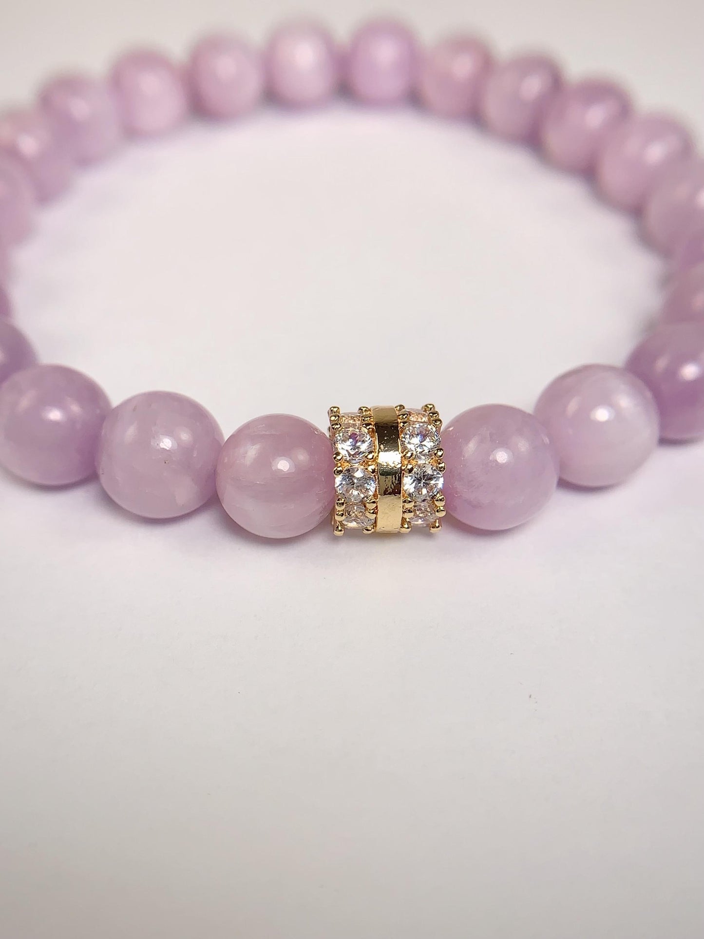 14K Gold Filled Kunzite Bracelet: Natural Purple Gemstone, 8mm