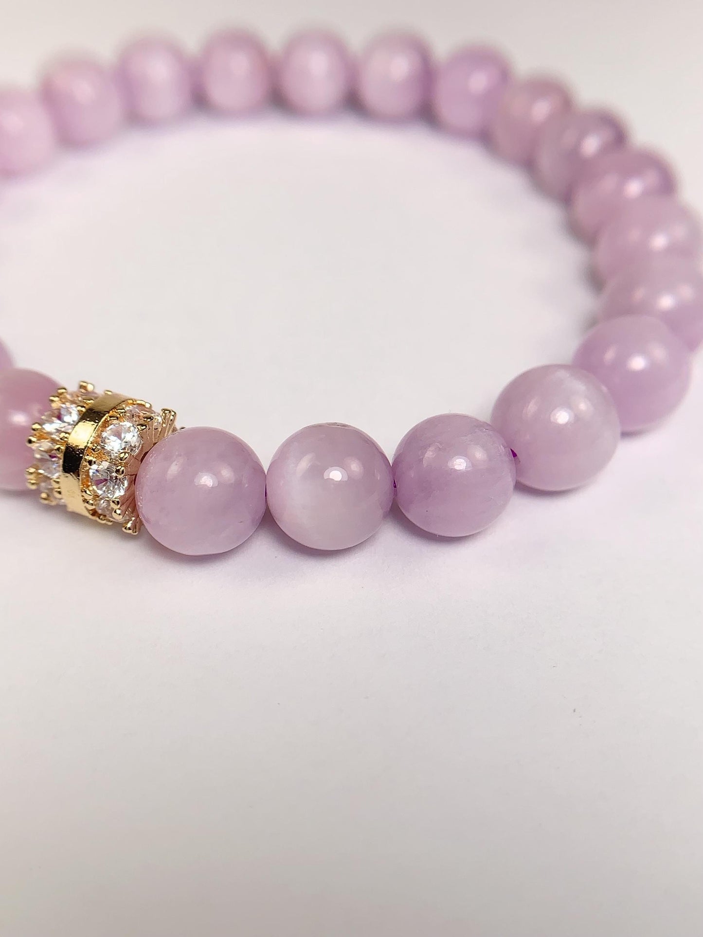 14K Gold Filled Kunzite Bracelet: Natural Purple Gemstone, 8mm