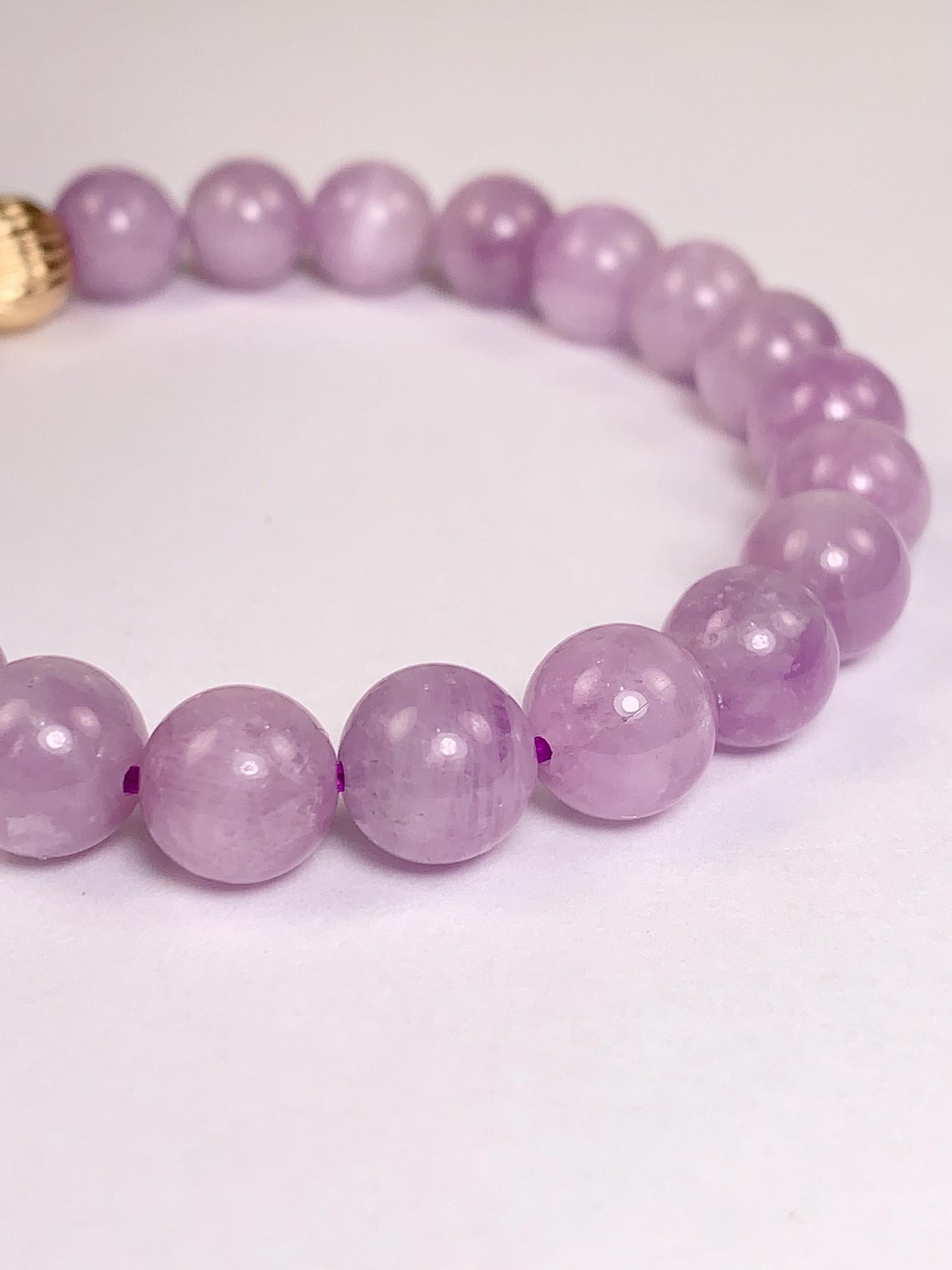14K Gold Filled Kunzite Bracelet: Natural Purple Gemstone, 8mm Beads