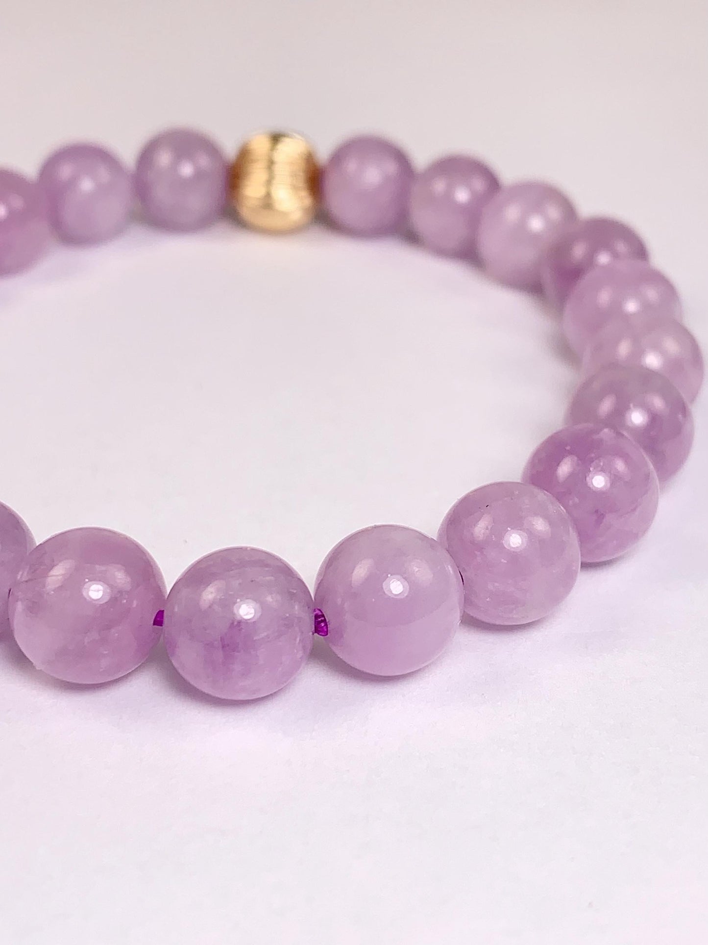 14K Gold Filled Kunzite Bracelet: Natural Purple Gemstone, 8mm Beads