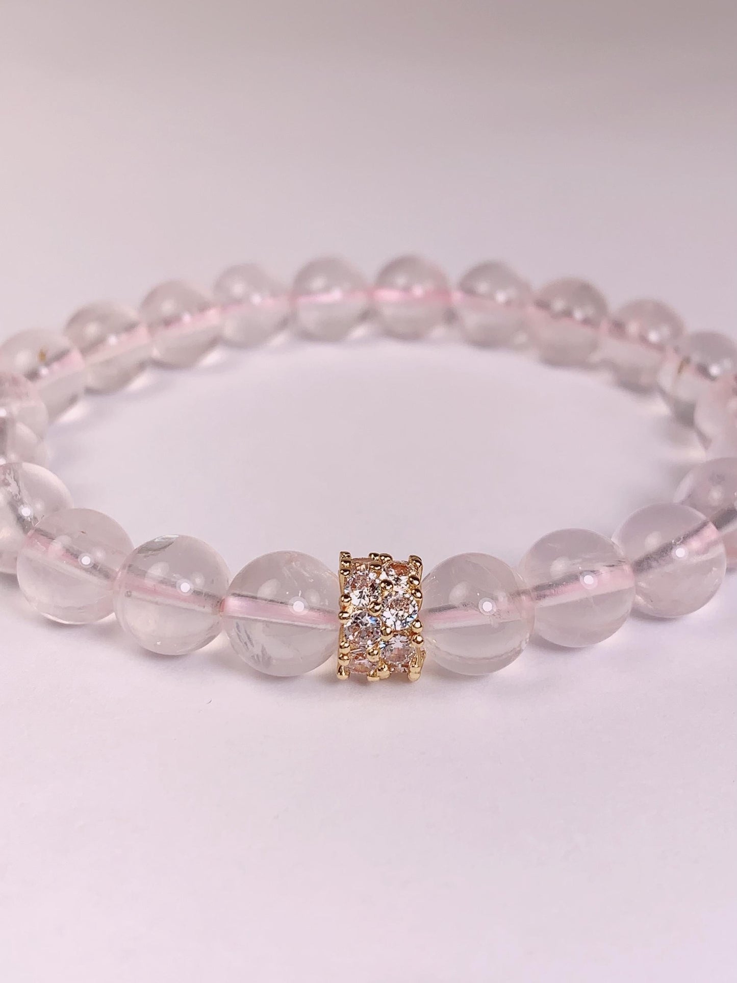 14K Gold Filled Rose Quartz Bracelet: Natural Pink Gemstone
