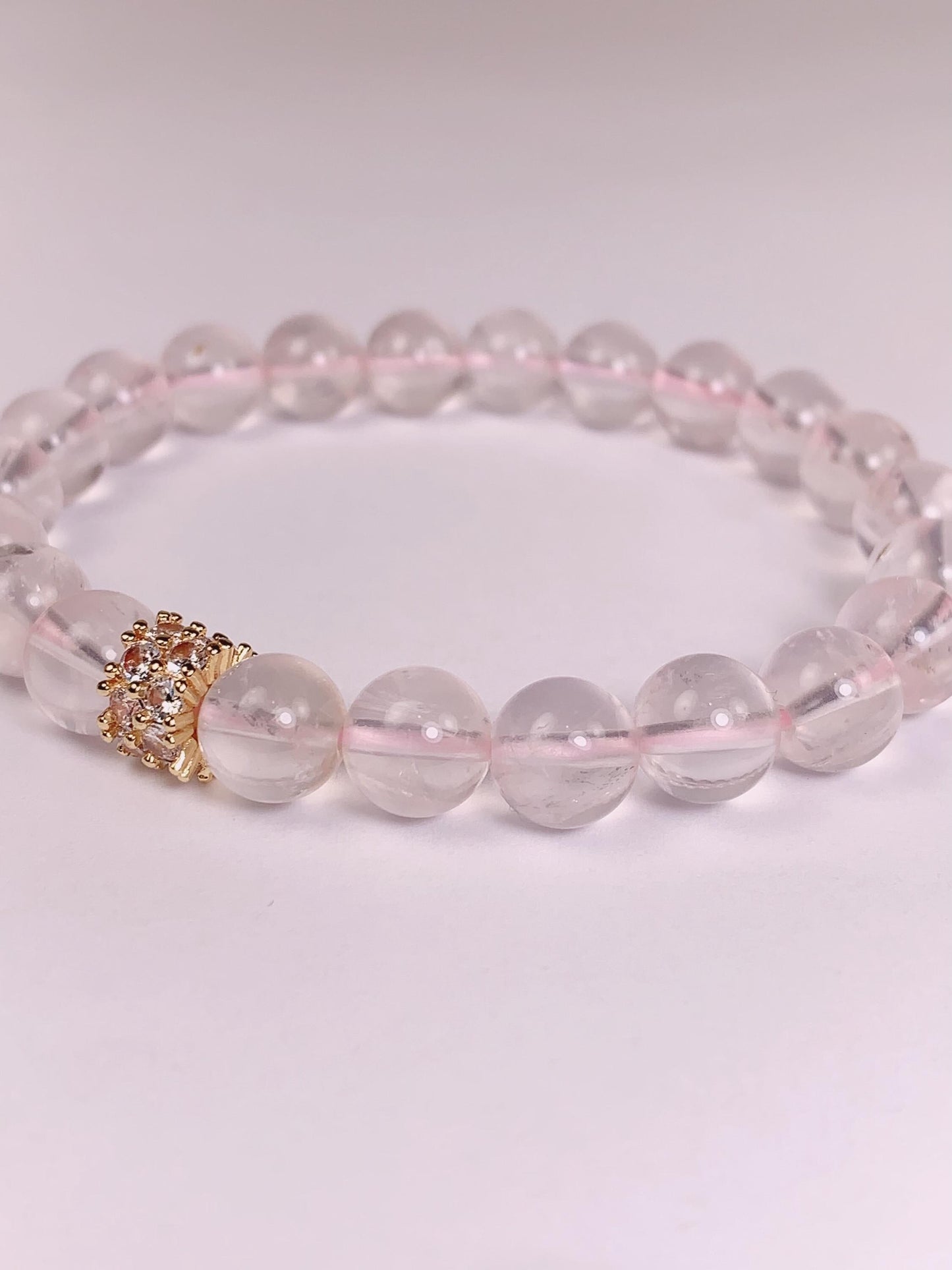 14K Gold Filled Rose Quartz Bracelet: Natural Pink Gemstone