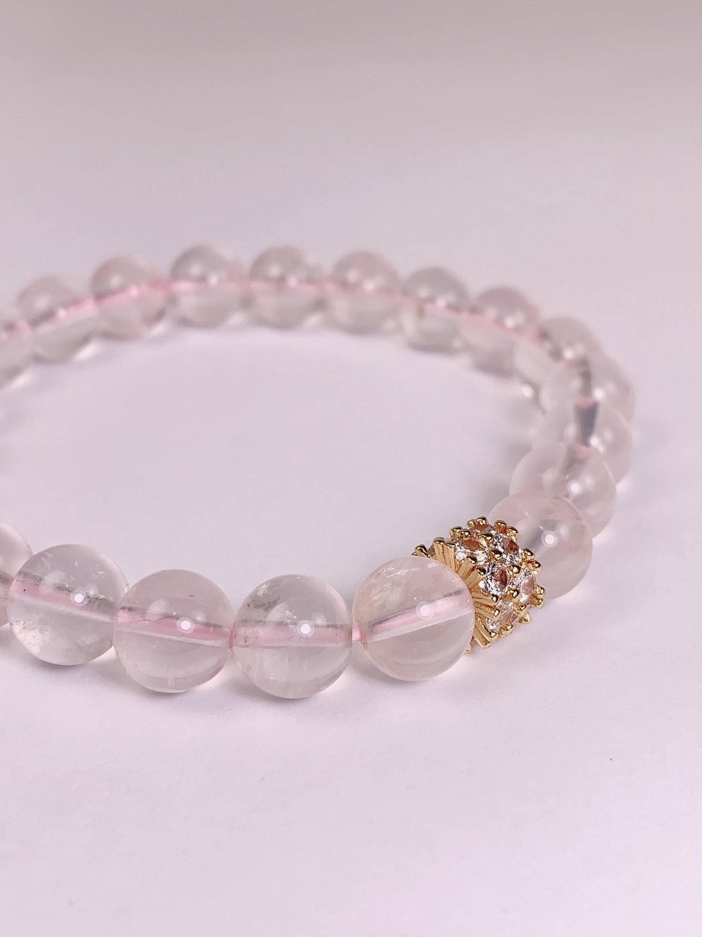 14K Gold Filled Rose Quartz Bracelet: Natural Pink Gemstone