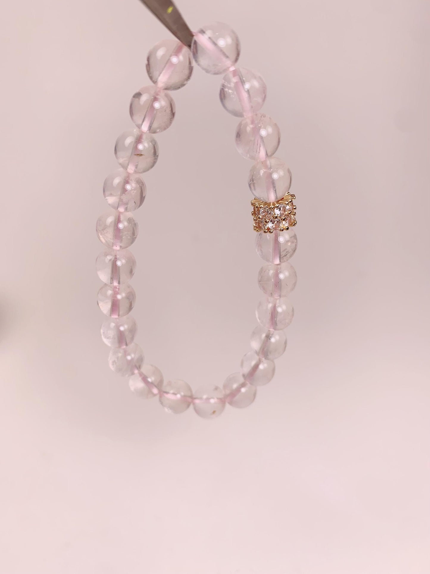 14K Gold Filled Rose Quartz Bracelet: Natural Pink Gemstone