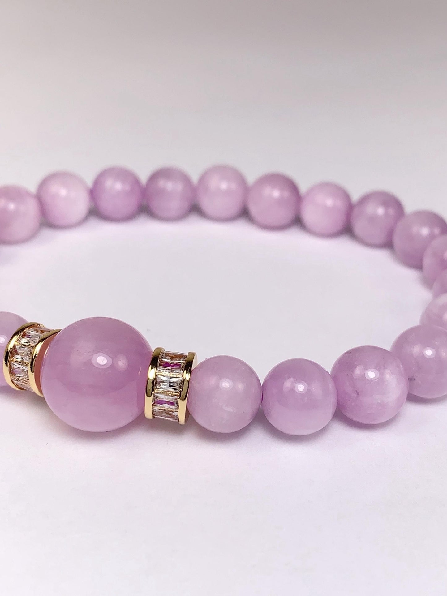 14K Gold Filled Kunzite Bracelet: Natural Purple Gemstone, 8mm