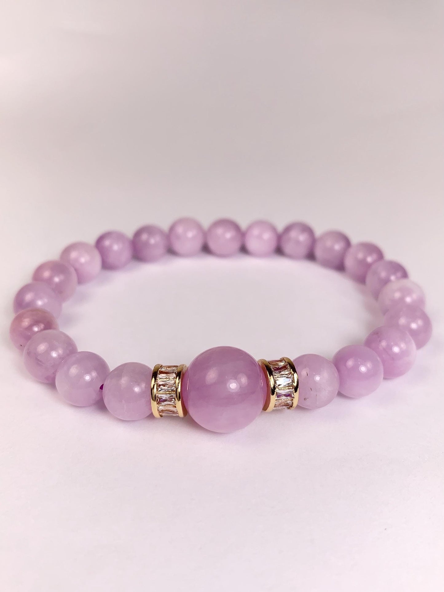 14K Gold Filled Kunzite Bracelet: Natural Purple Gemstone, 8mm