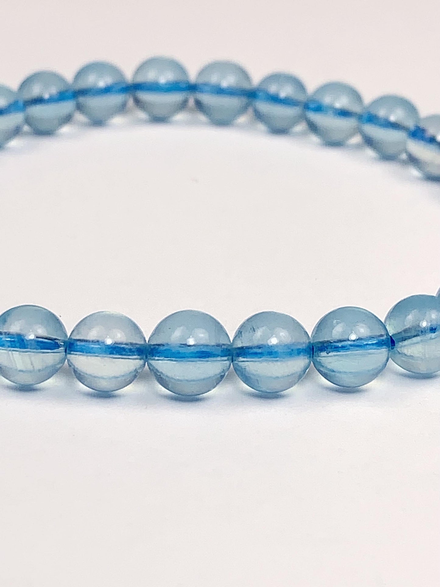 14K Gold Filled Aquamarine Bracelet: Natural Blue Gemstone, 6mm Beads