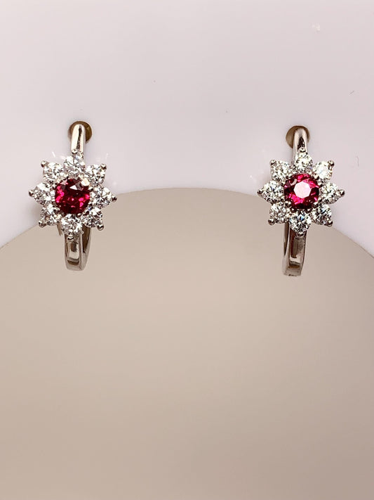 3mm Grade AAA Genuine Natural Purple Garnet Facted Round Cut 18k Gold Plated S 925 Sterling Silver Earring