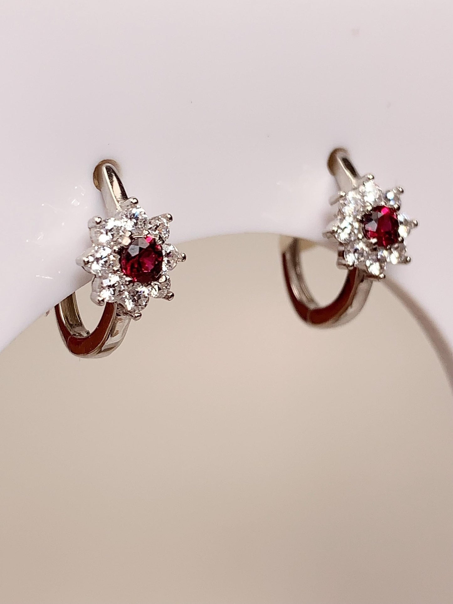 3mm Grade AAA Genuine Natural Purple Garnet Facted Round Cut 18k Gold Plated S 925 Sterling Silver Earring