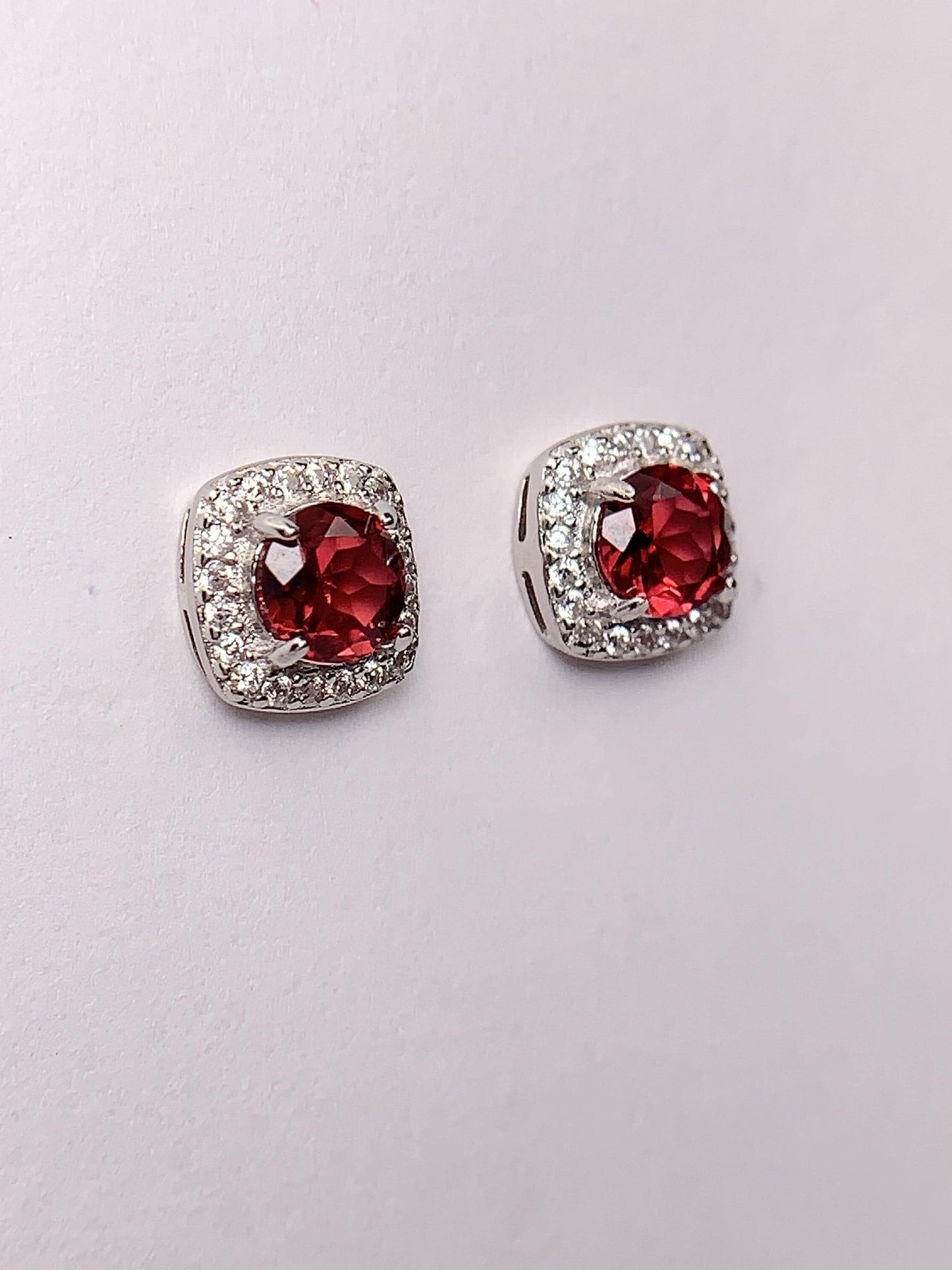 Red Garnet Sterling Silver Earrings: 18k Gold Plated, AAA Gem