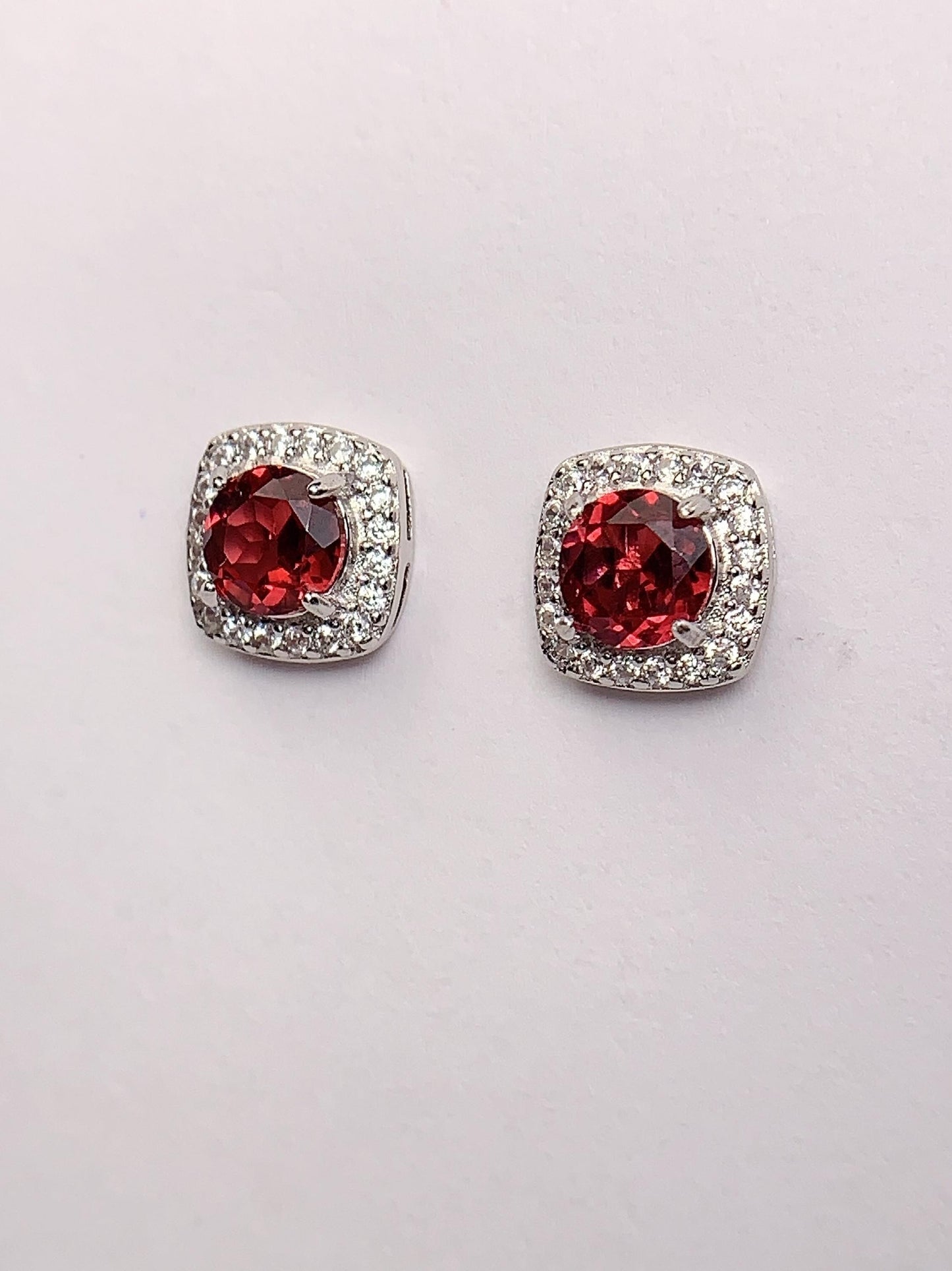Red Garnet Sterling Silver Earrings: 18k Gold Plated, AAA Gem