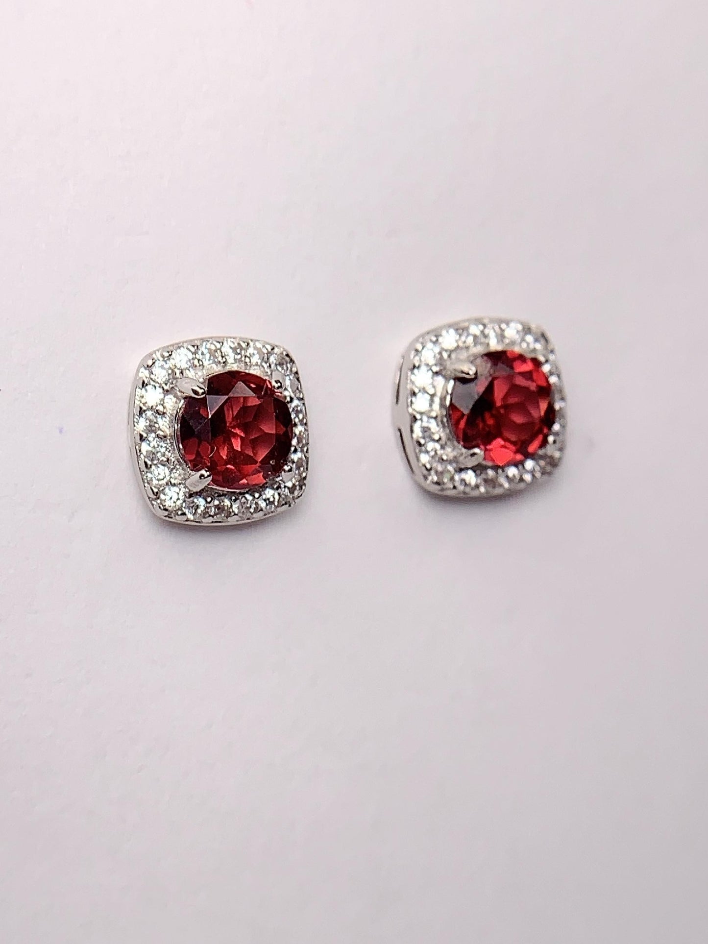 Red Garnet Sterling Silver Earrings: 18k Gold Plated, AAA Gem