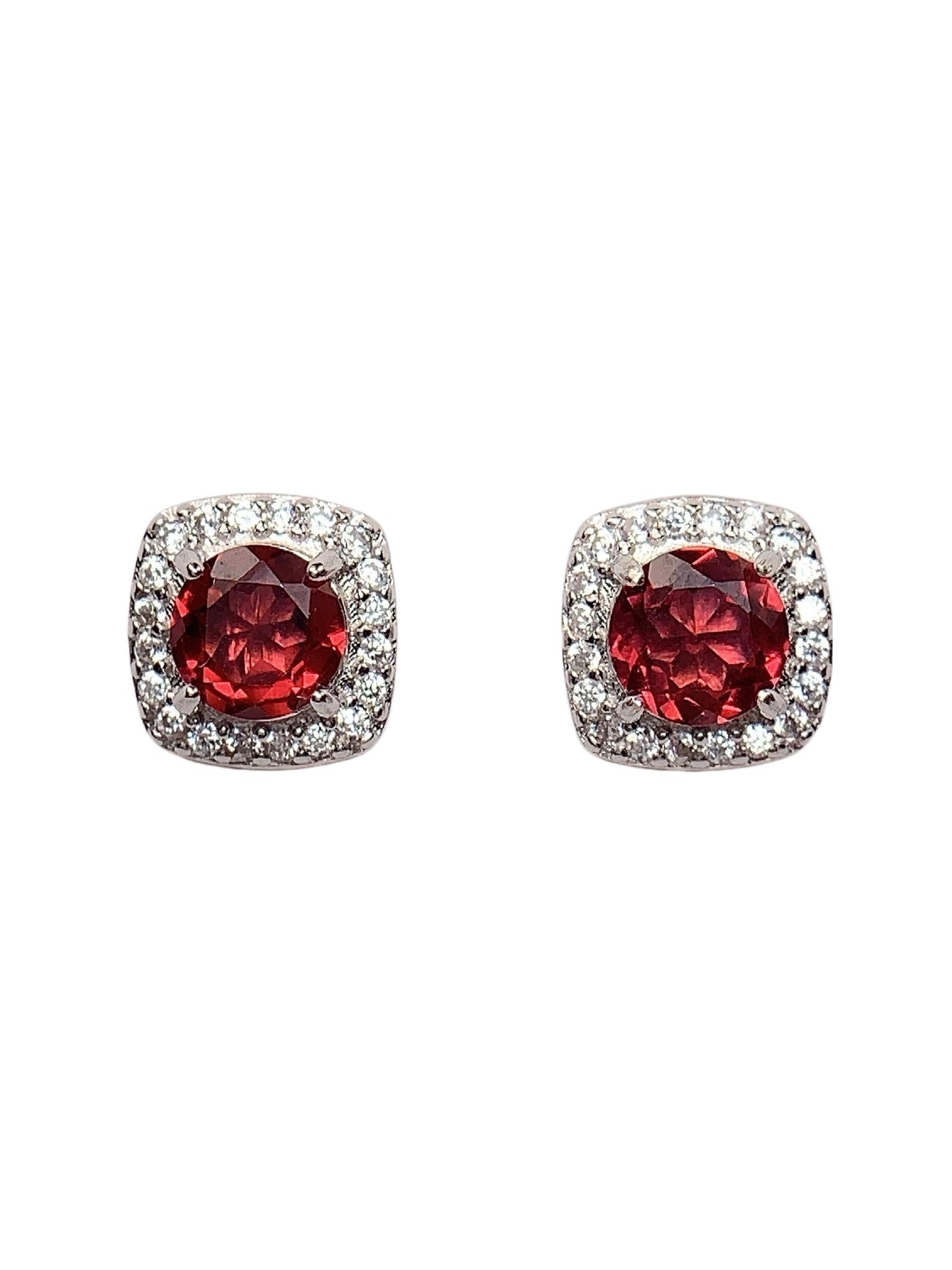 Red Garnet Sterling Silver Earrings: 18k Gold Plated, AAA Gem