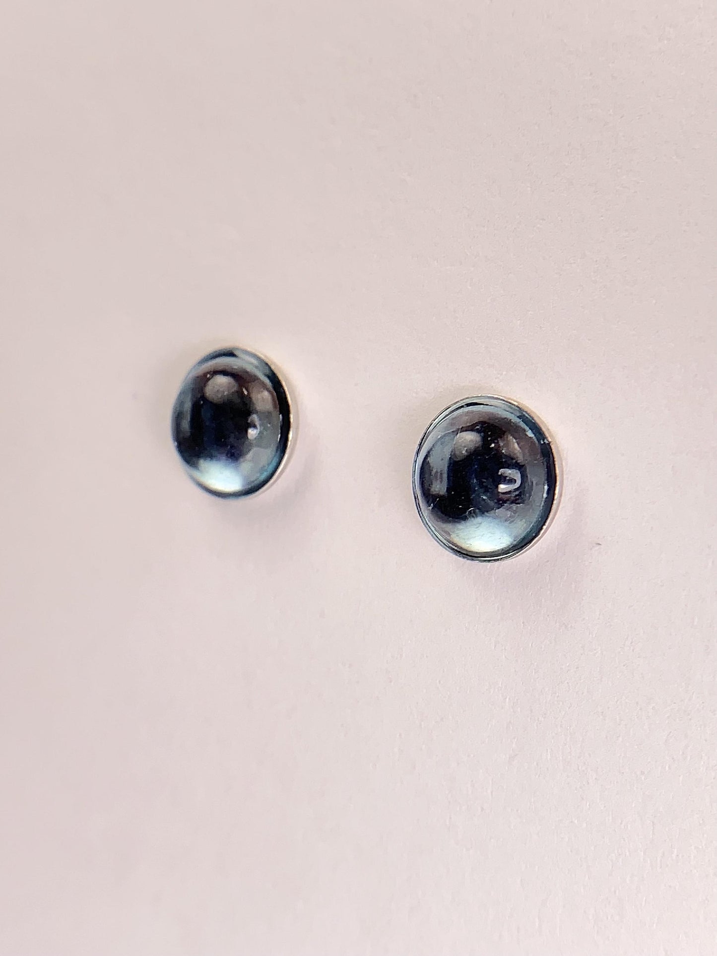 5mm Genuine Natural  Blue Aquamarine Smooth round Cut 18k Gold Plated S 925 Sterling Silver Earring