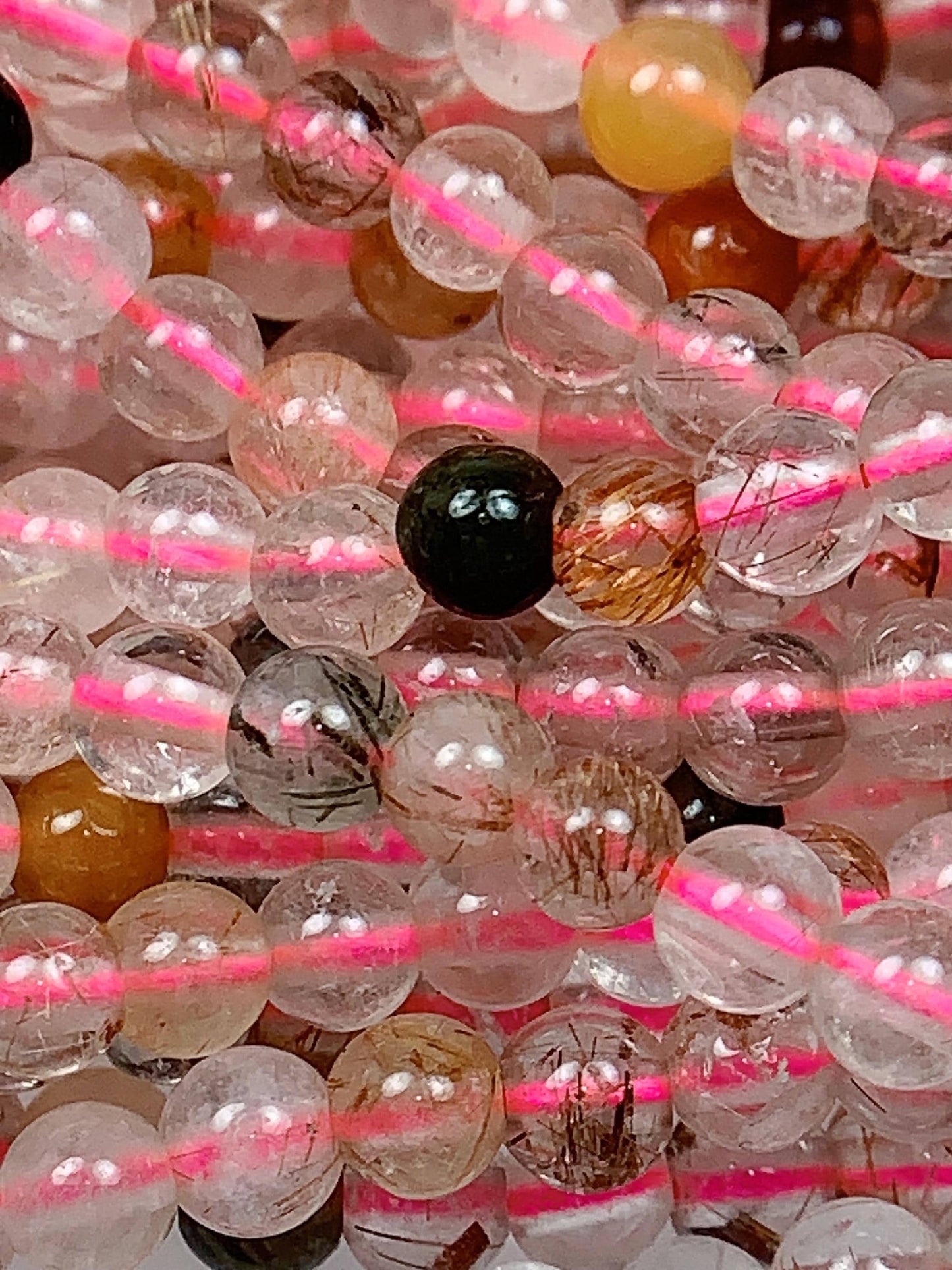 Rainbow Rutilated Quartz Beads: AAA Grade, 3mm Round, 15.5" Strand