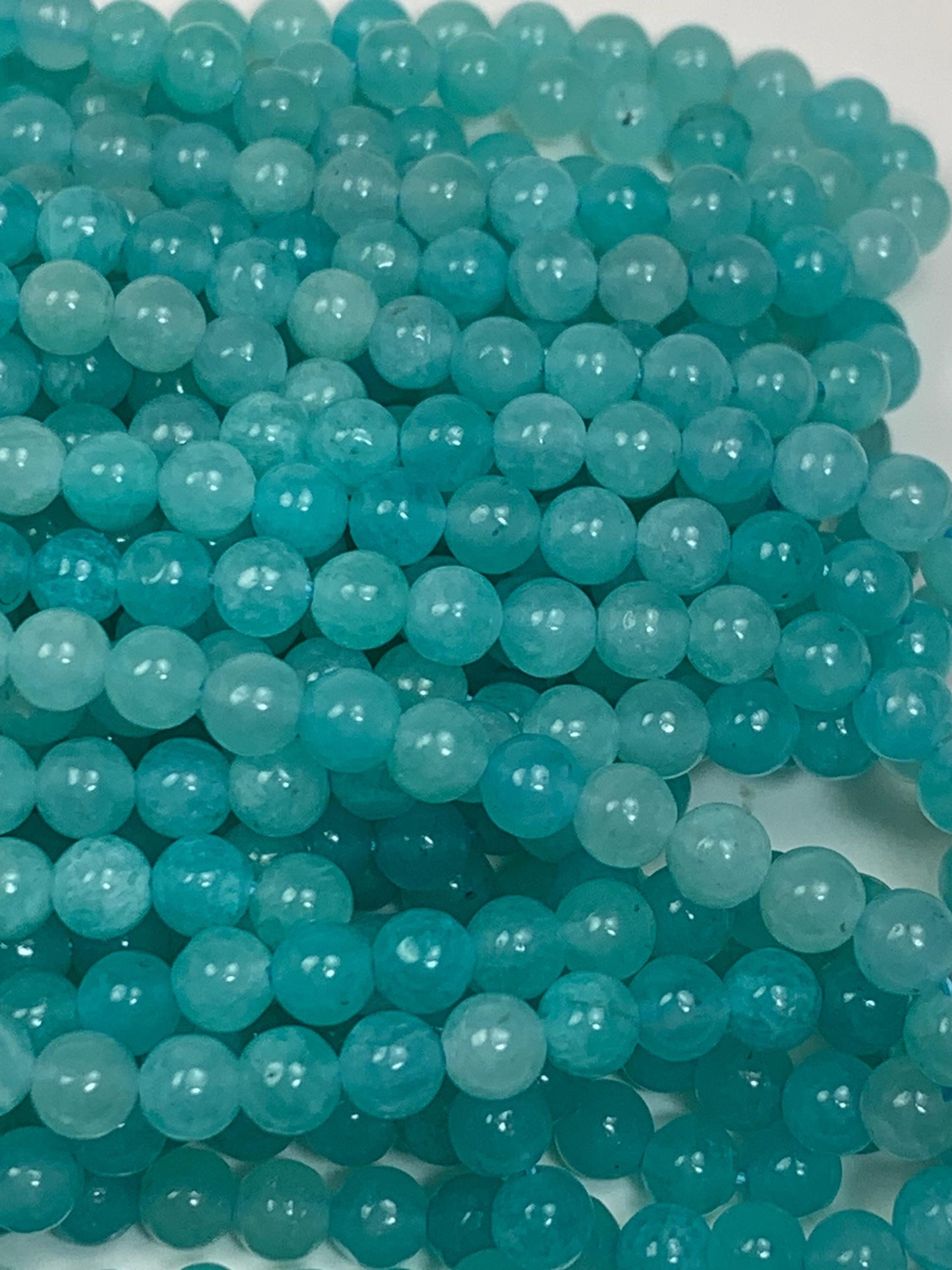 Natural Blue Amazonite Beads: Smooth Round Gemstone Strand (4mm)