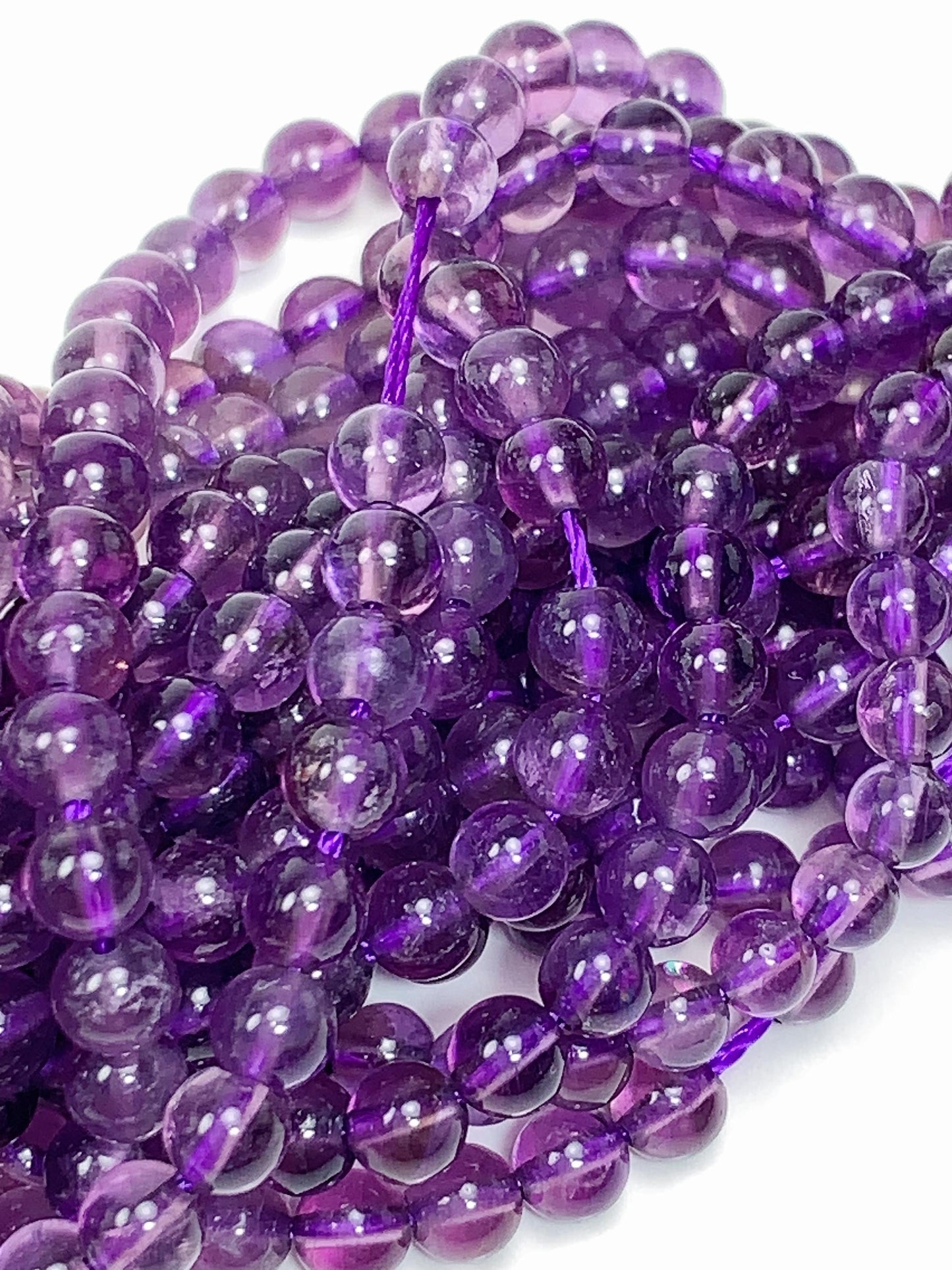 Natural Purple Amethyst Beads: 4.5mm Smooth Round Gemstone Strand