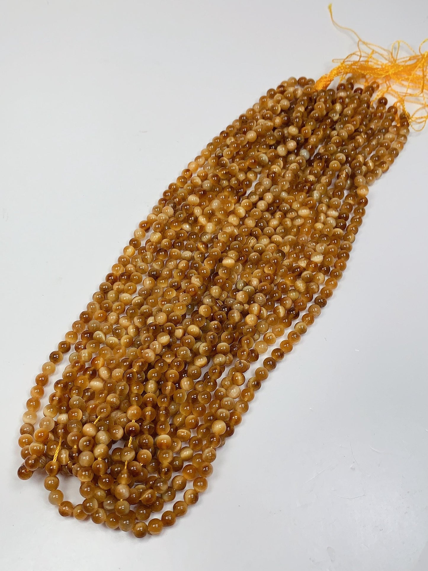 Natural Golden Yellow Tiger's Eye Smooth Round Beads - 15.5" Strand