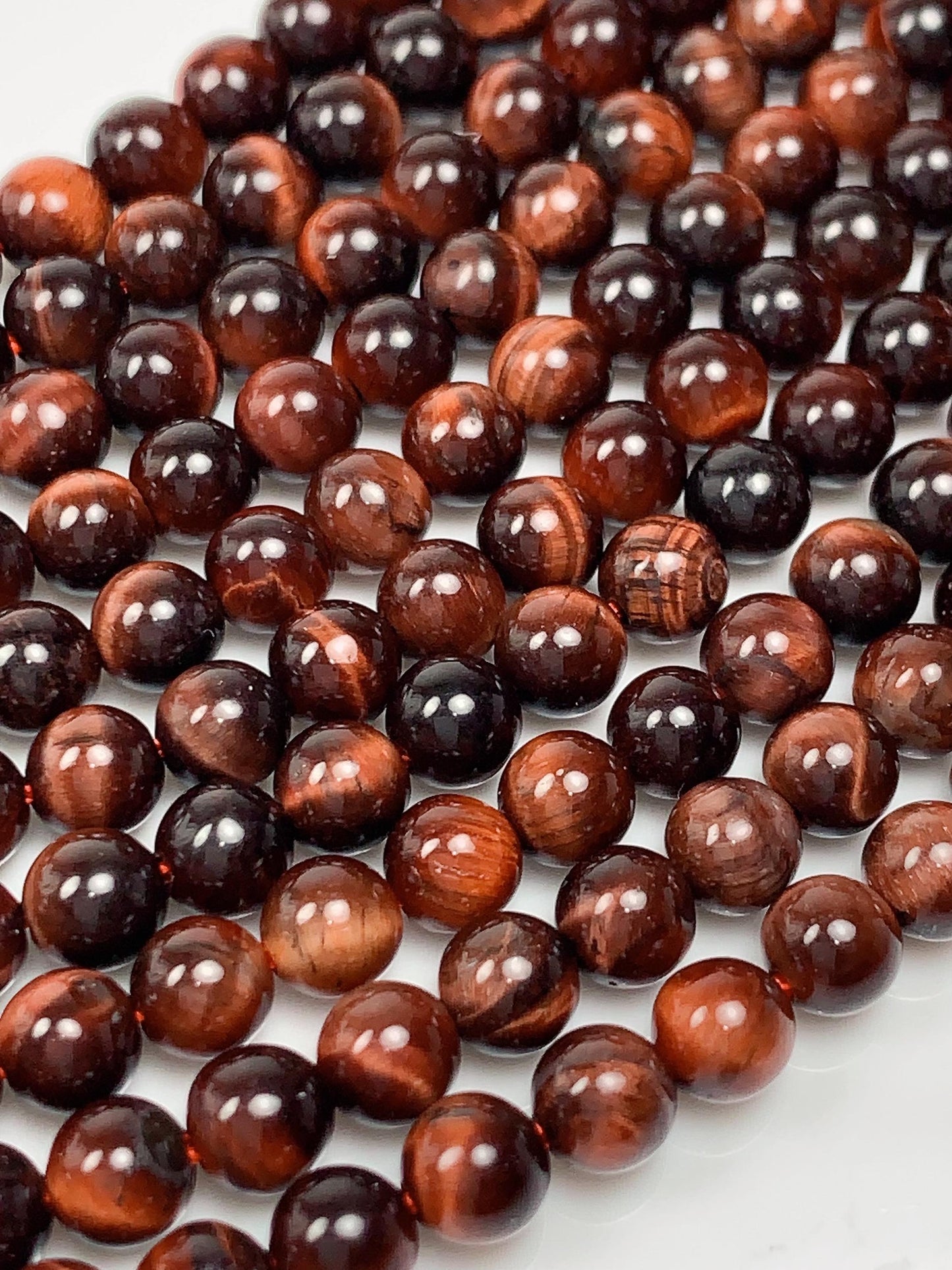 Natural Red Tiger's Eye Beads: Smooth Round Gemstone Strand (15.5")