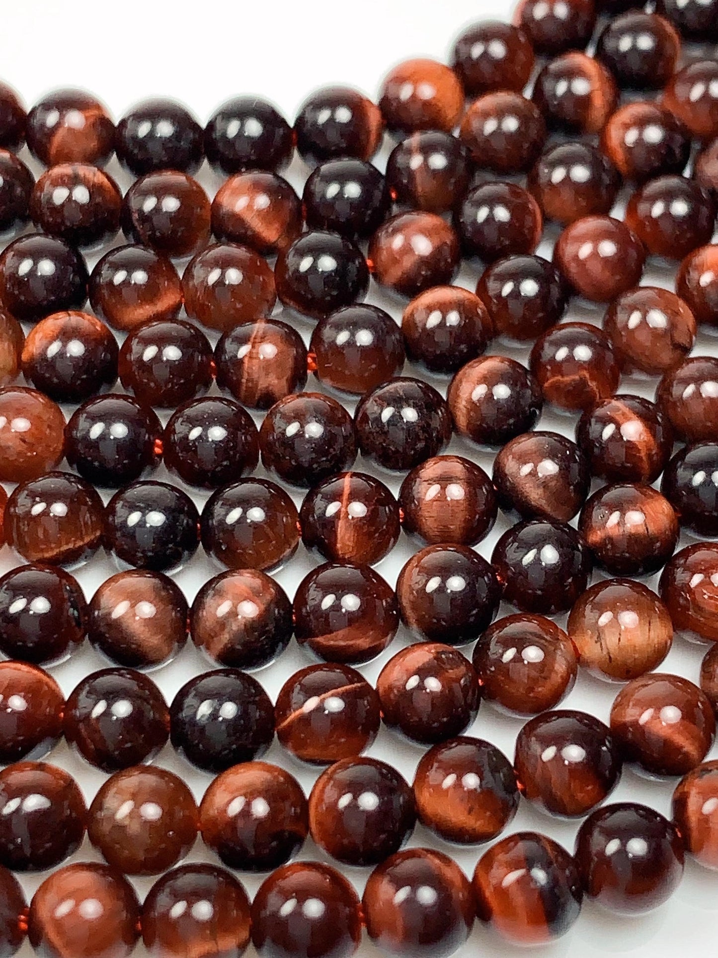 Natural Red Tiger's Eye Beads: Smooth Round Gemstone Strand (15.5")