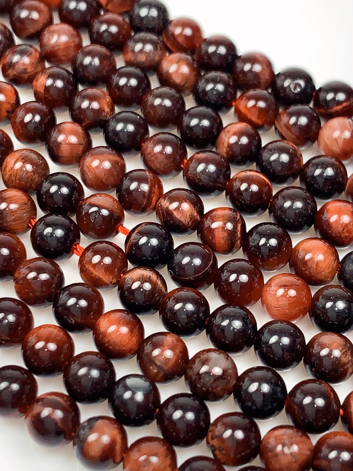 Natural Red Tiger's Eye Beads: Smooth Round Gemstone Strand (15.5")