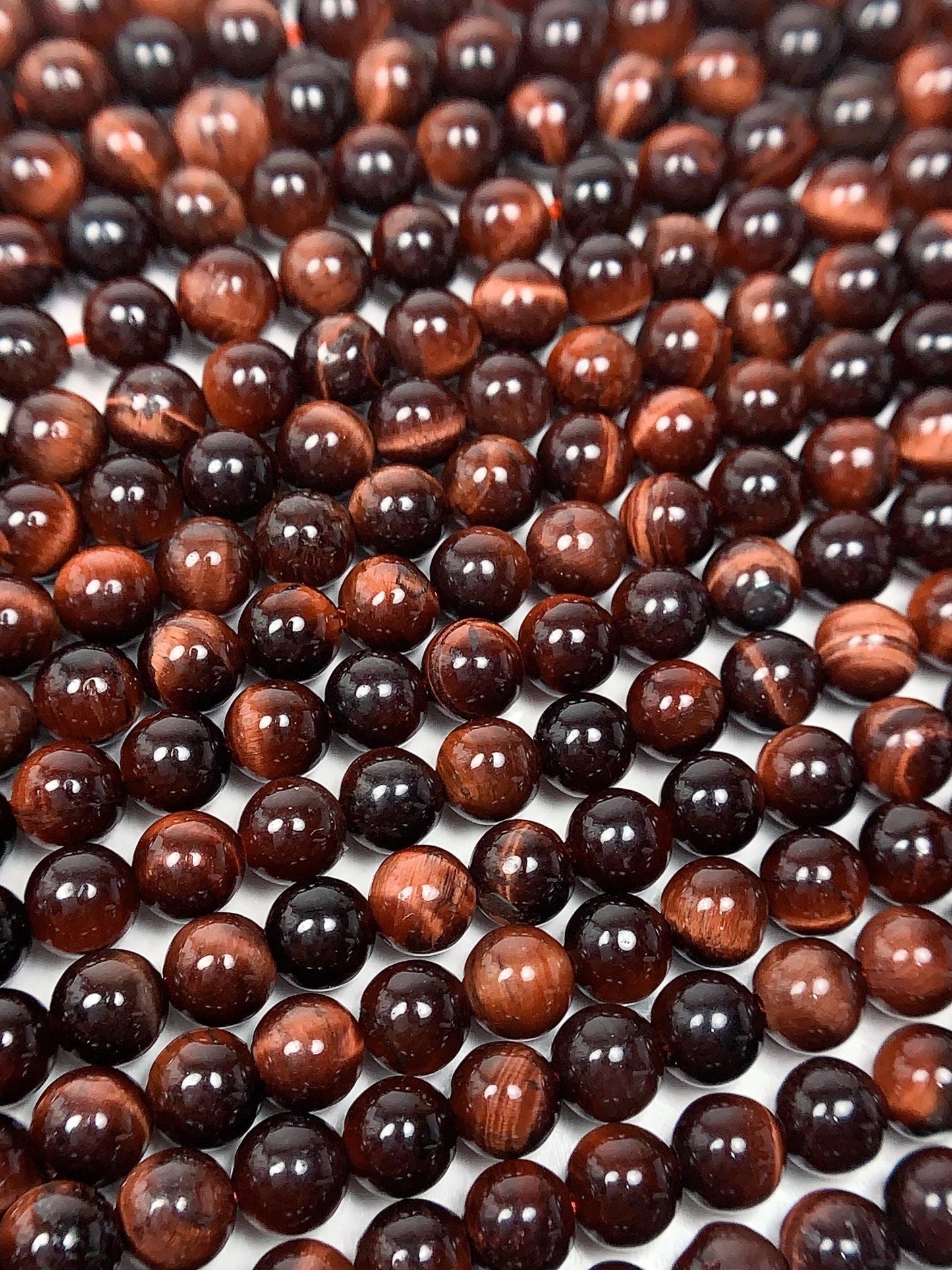 Natural Red Tiger's Eye Beads: Smooth Round Gemstone Strand (15.5")