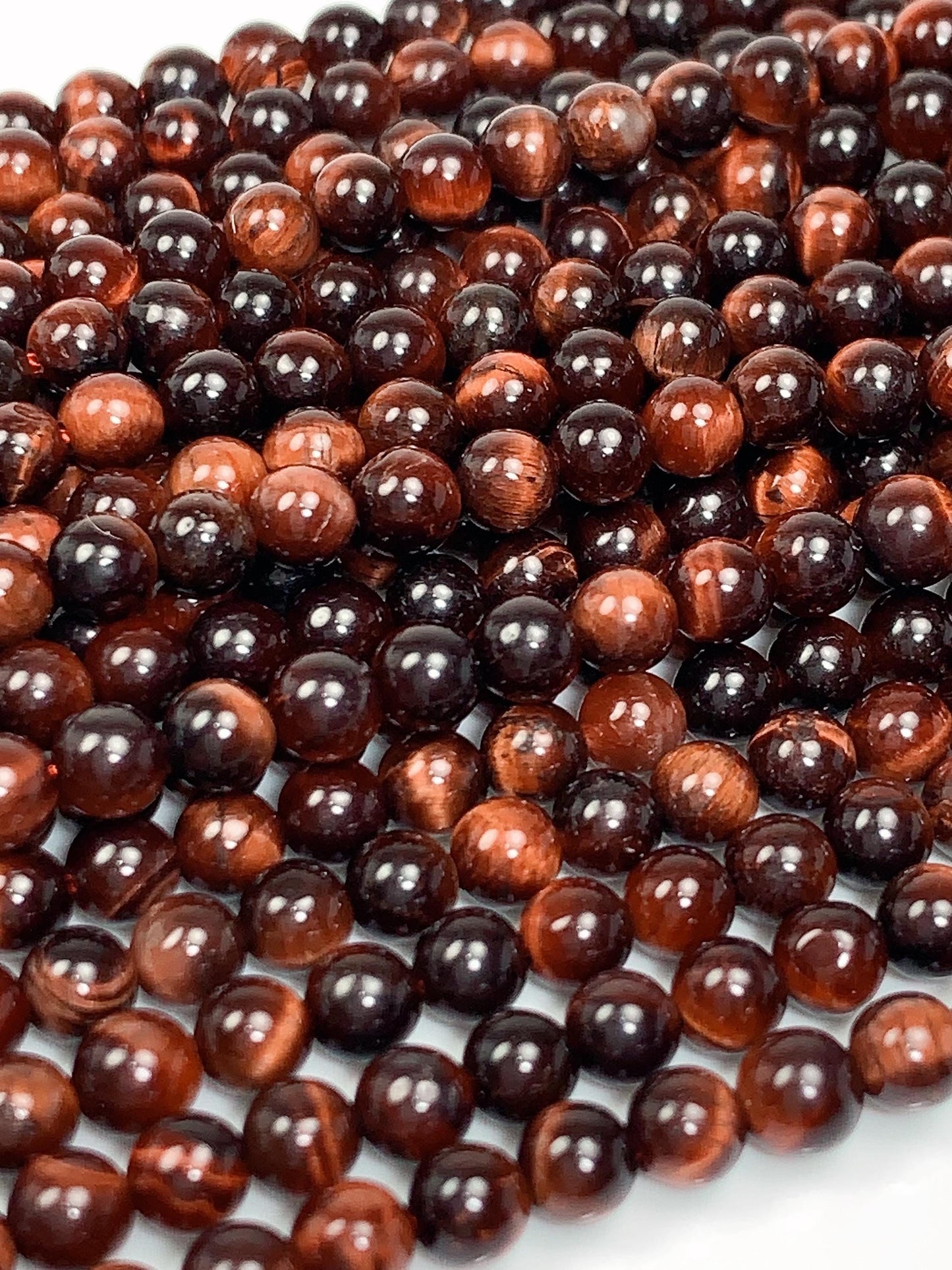 Natural Red Tiger's Eye Beads: Smooth Round Gemstone Strand (15.5")