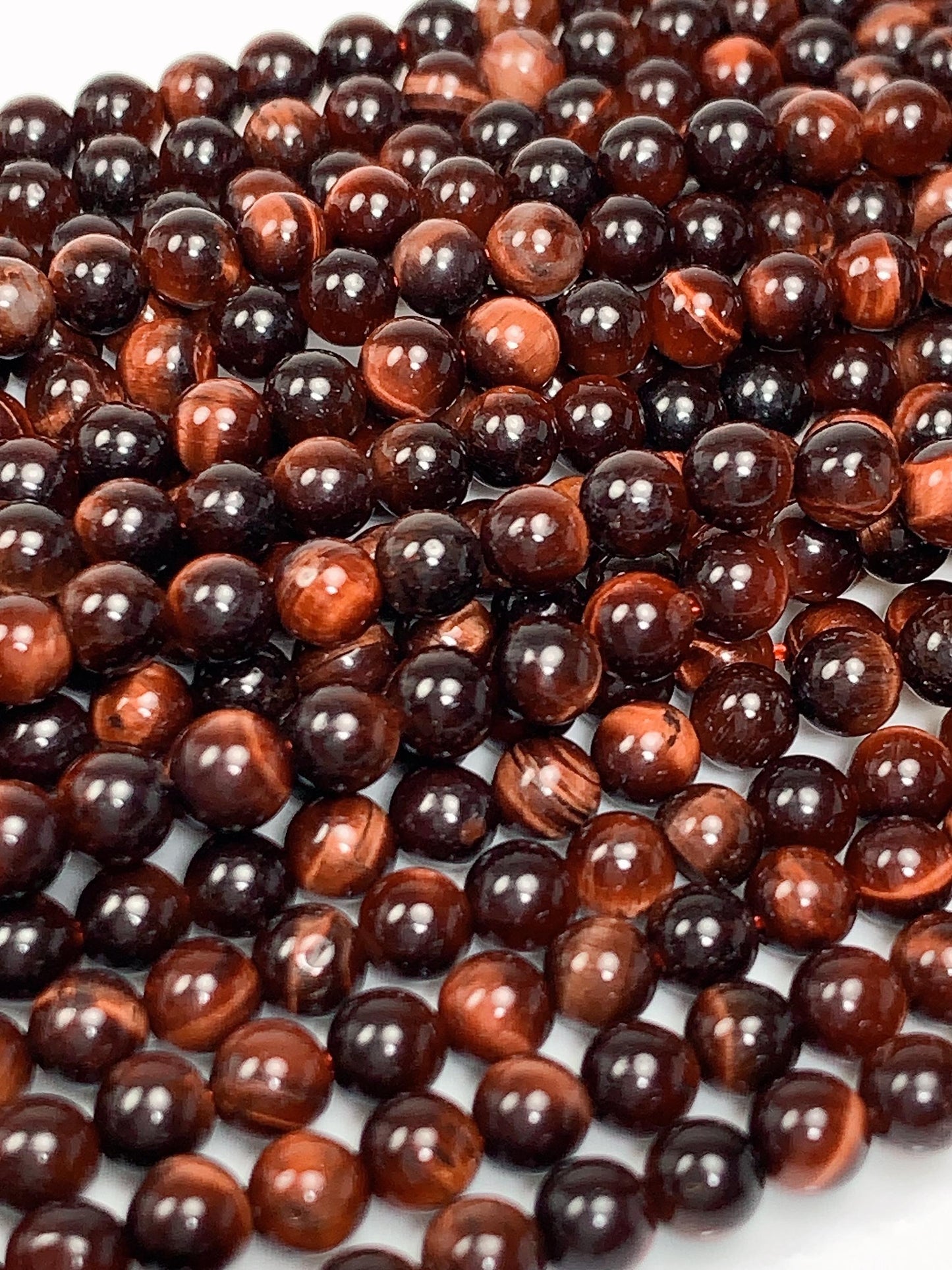 Natural Red Tiger's Eye Beads: Smooth Round Gemstone Strand (15.5")
