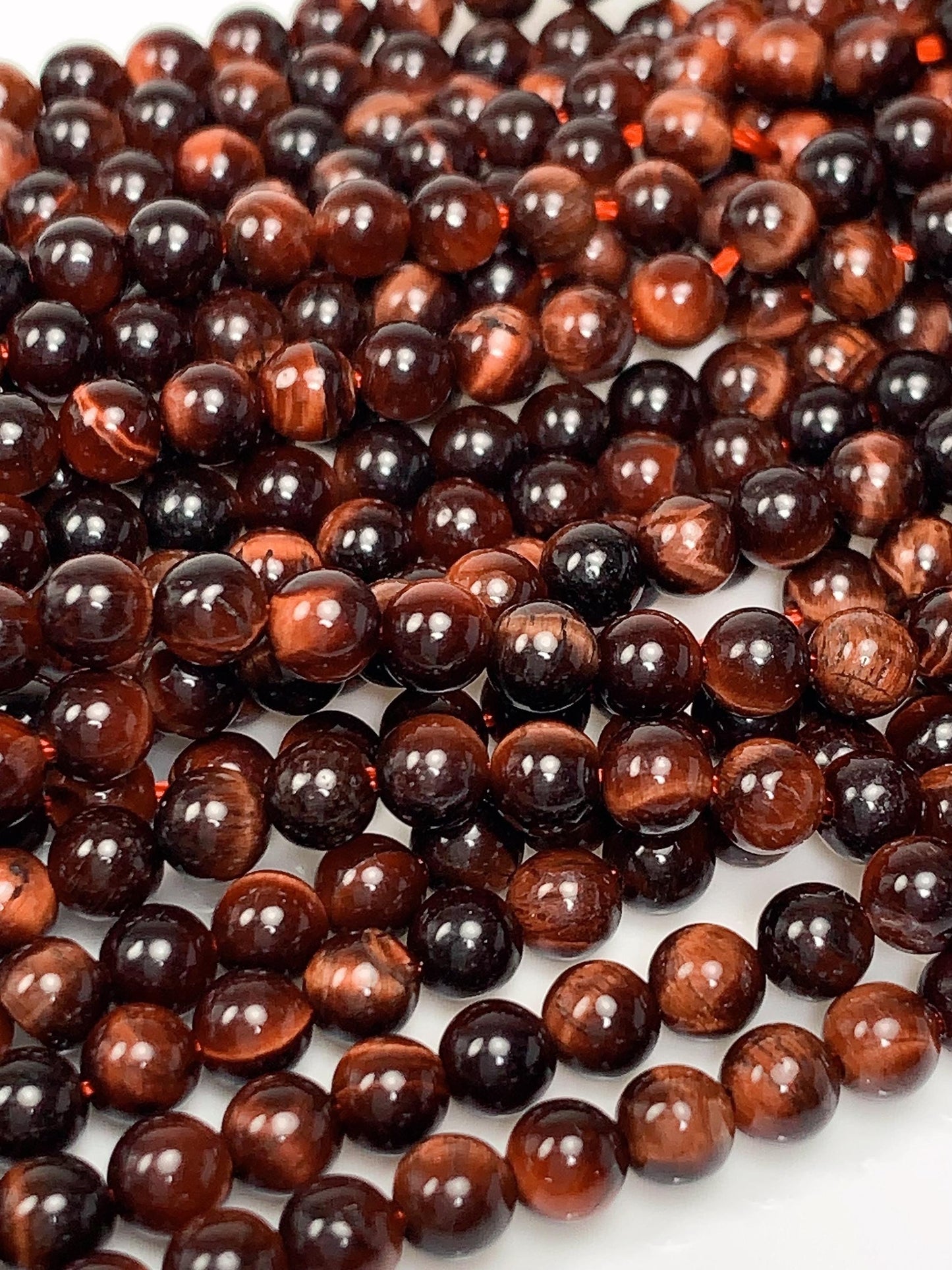 Natural Red Tiger's Eye Beads: Smooth Round Gemstone Strand (15.5")