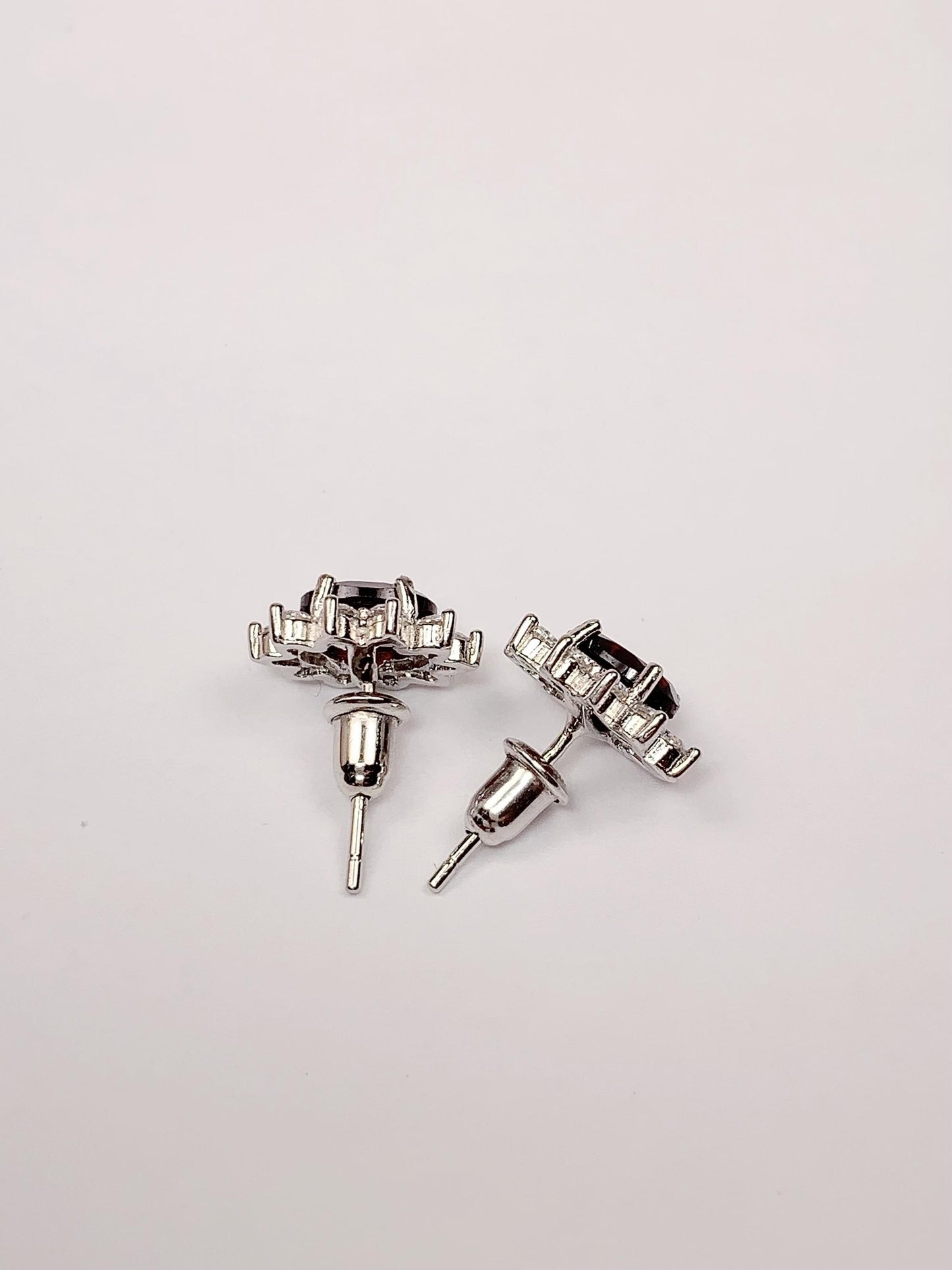 Red Garnet Sterling Silver Earrings: 18k Gold Plated