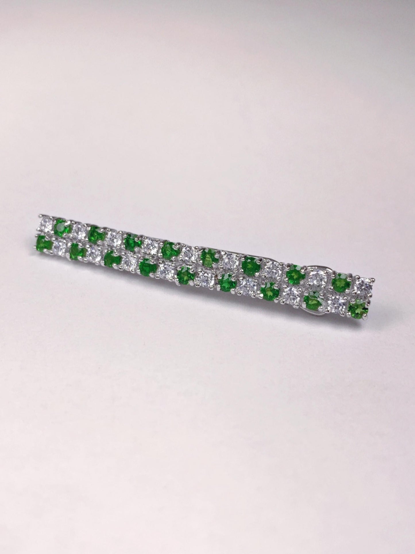 Grade AAA Genuine Natural Green Diopside Brooch 18k Gold Plated S 925 Sterling Silver