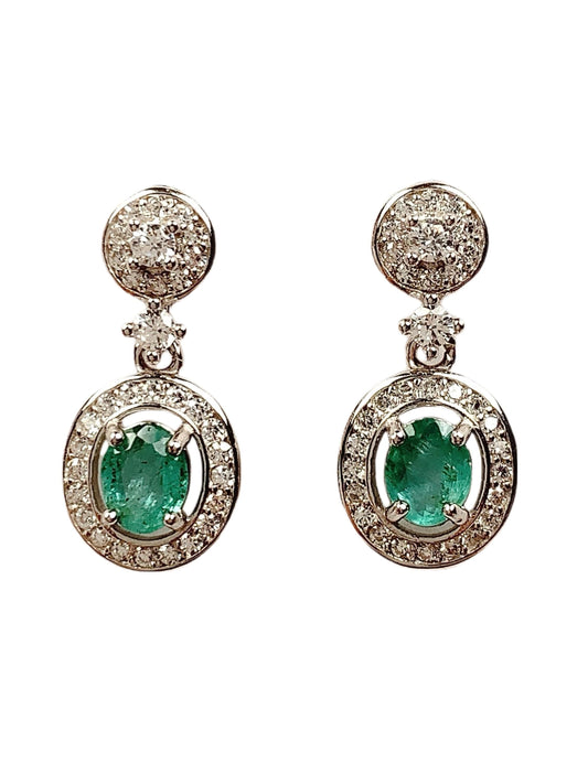 Emerald Sterling Silver Earrings: 18k Gold Plated, Natural Green Gemstone