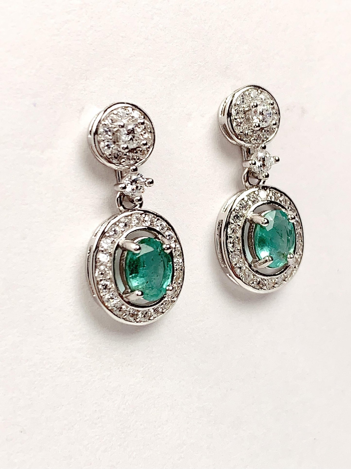 Emerald Sterling Silver Earrings: 18k Gold Plated, Natural Green Gemstone