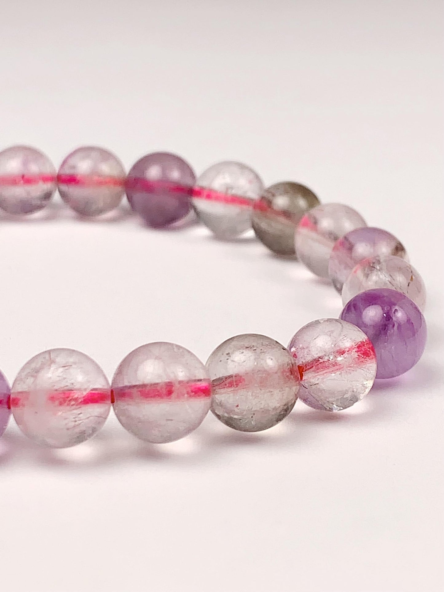 Natural Super Seven Gemstone Bracelet: Rainbow Smooth Round 8mm