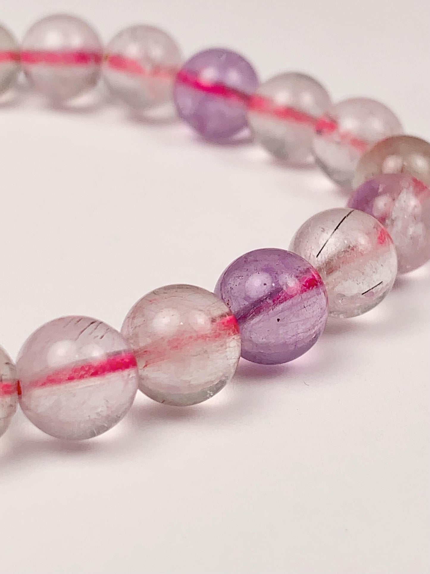 Natural Super Seven Gemstone Bracelet: Rainbow Smooth Round 8mm