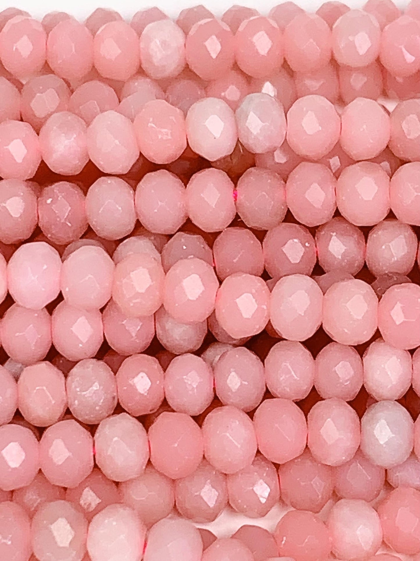 Natural Pink Opal Faceted Rondelle Beads - 15.5" Strand