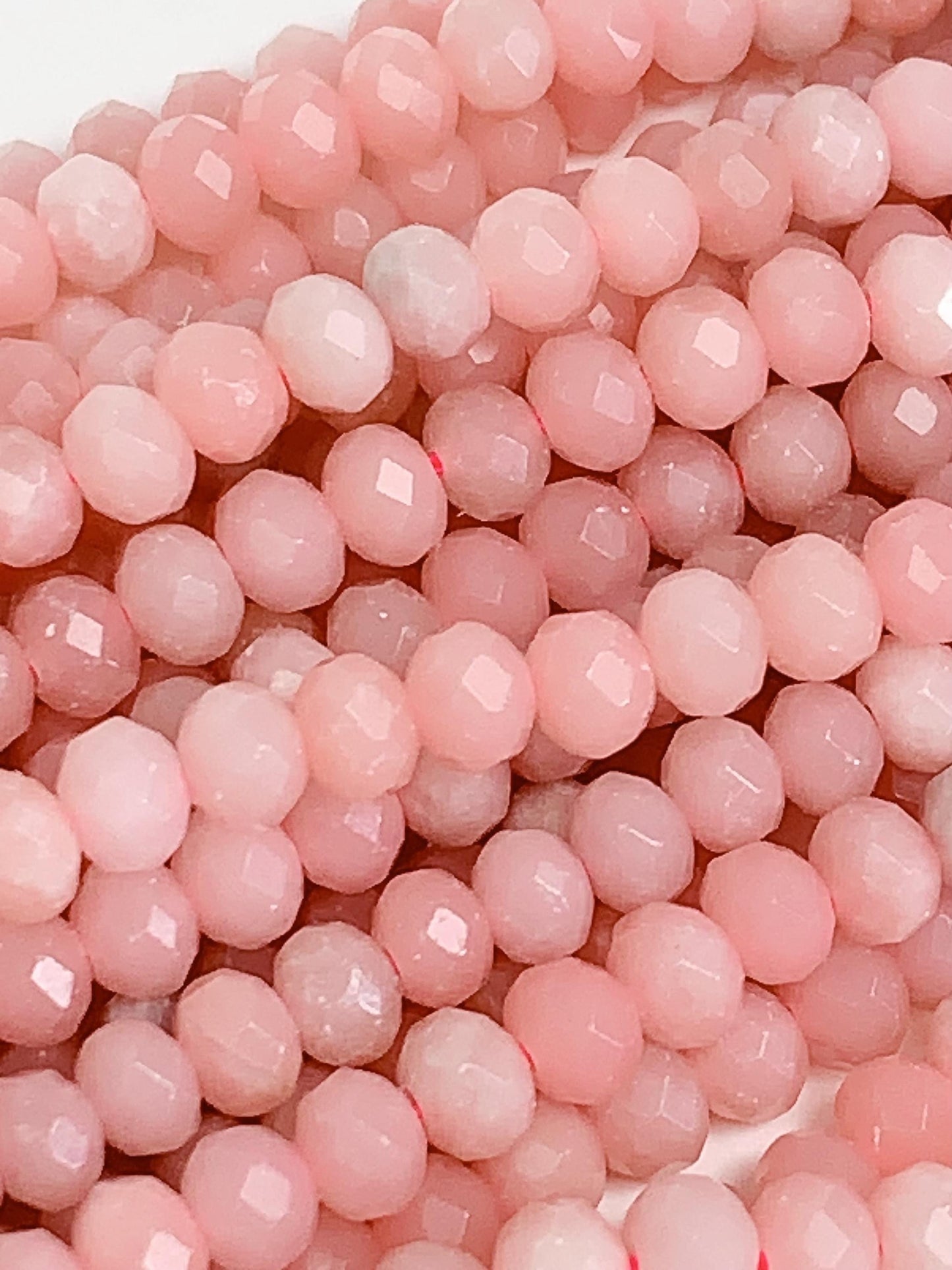 Natural Pink Opal Faceted Rondelle Beads - 15.5" Strand